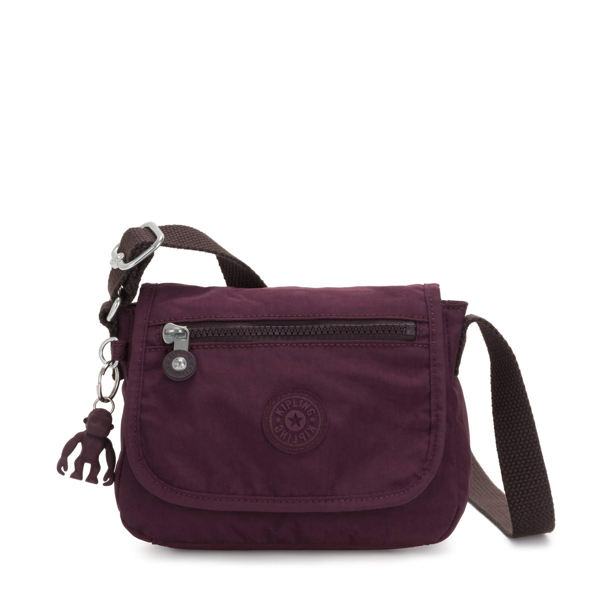 کیف کراس بادی زنانه Kipling Sabian Mini (بسته‌ای شامل 1 عدد) 7.75 اینچ طول، 5.75 اینچ ارتفاع، 3.5 اینچ عمق، رنگ زمینه ارغوانی تیره
