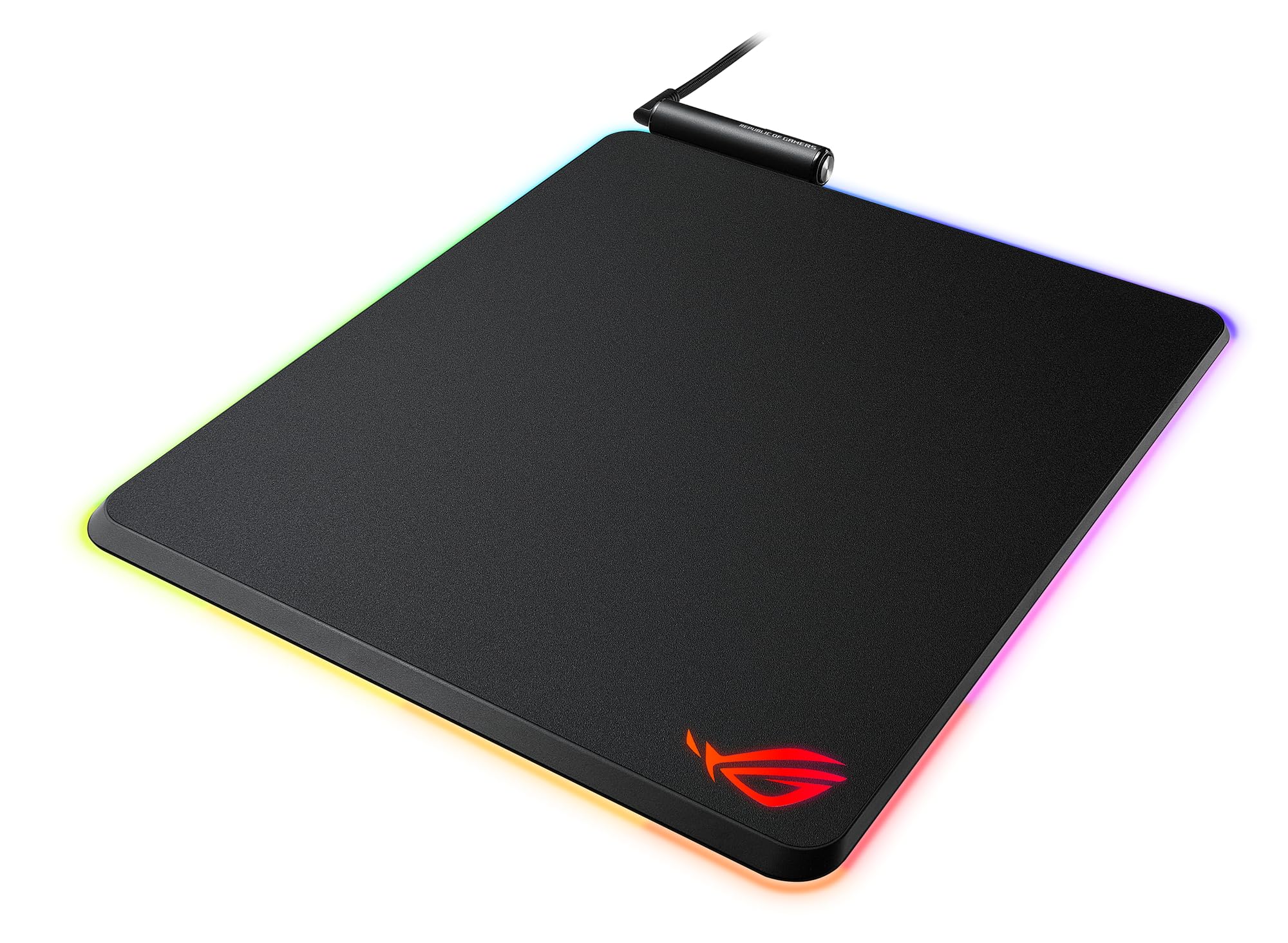 صفحه نمایش بازی عمودی ASUS ROG Balteus با سطح بافته شده سخت میکرو، USB pass-through، روشنایی RGB Aura Sync و پایه ضد لغزش (12.6 ”X 14.6”) balteus با رنگ سیاه
