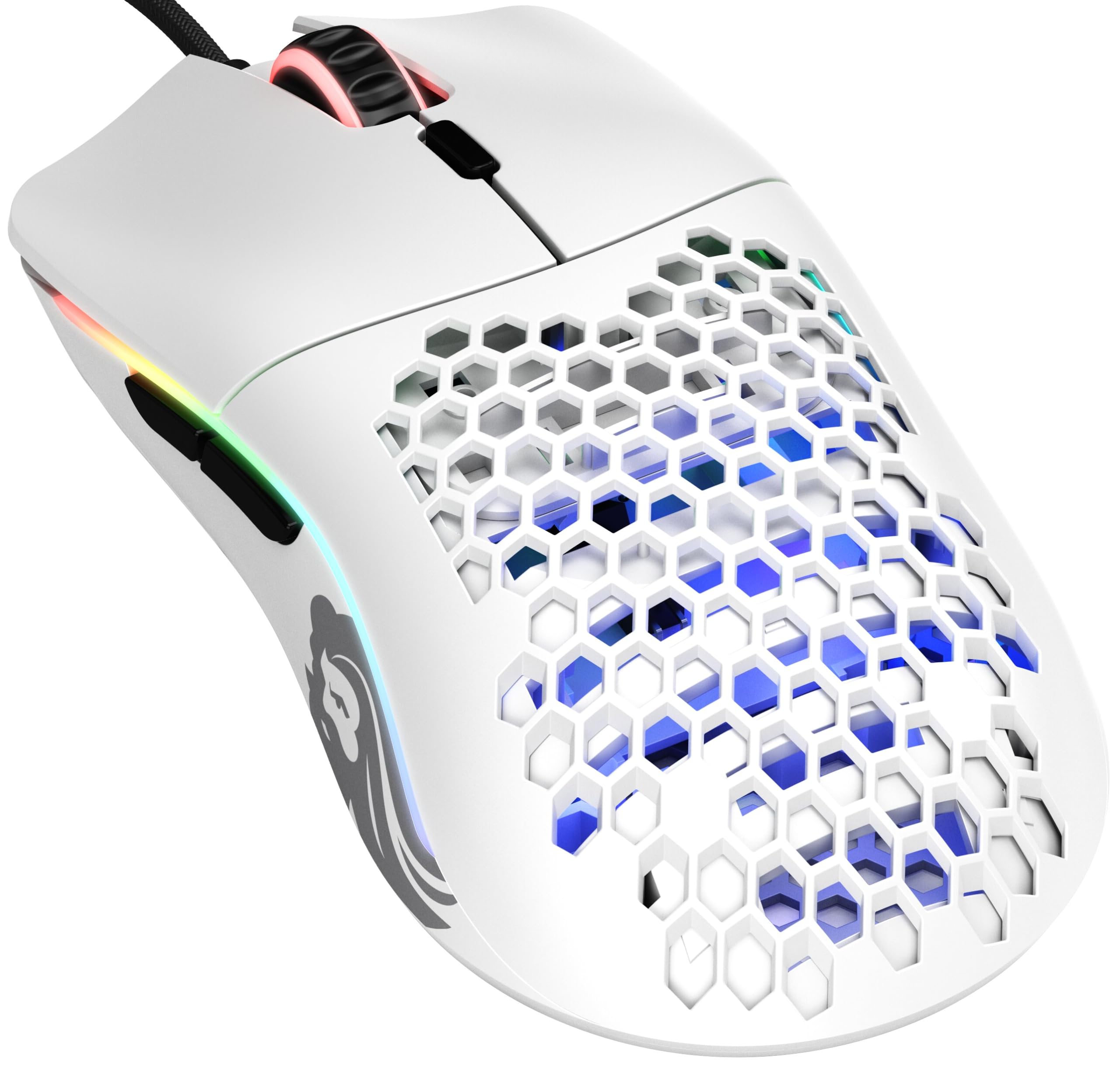 موس بازی سیمی Glorious Model O - RGB 67g سبک و ارگونومیک - طراحی پوسته شبکه عسلی پشتیبانی از نور پس‌زمینه (مات سفید) نرمال مدرن مات سفید