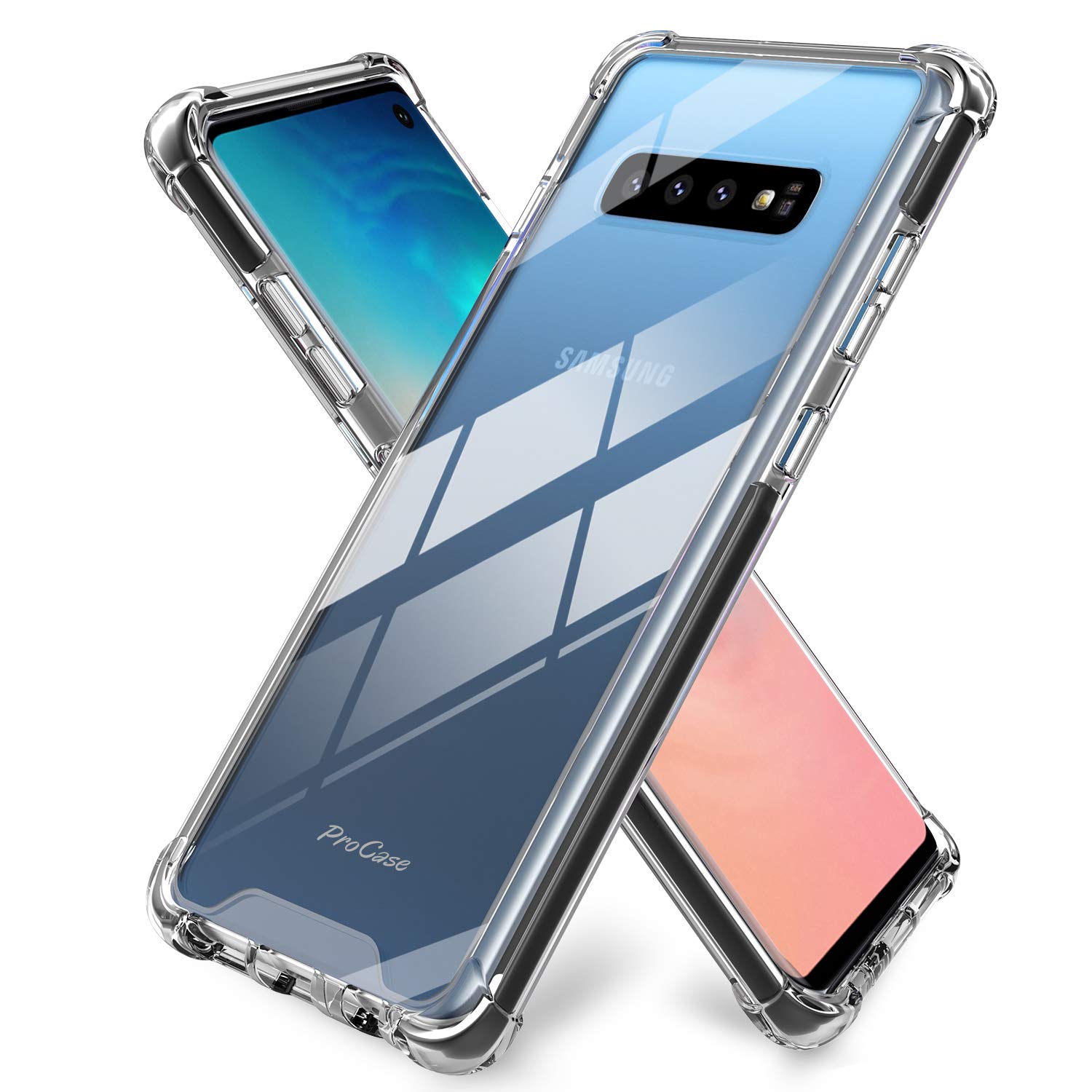 محافظ ProCase برای گوشی Galaxy S10 شفاف، نازک، هیبرید کریستال تی پی یو با بامپر محافظ و پوشش لوازم جانبی تقویت شده، پوشش سخت و محافظتی به مقاومت در برابر خط و خش برای گوشی Galaxy S10 2019 مشکی - قاب سبک