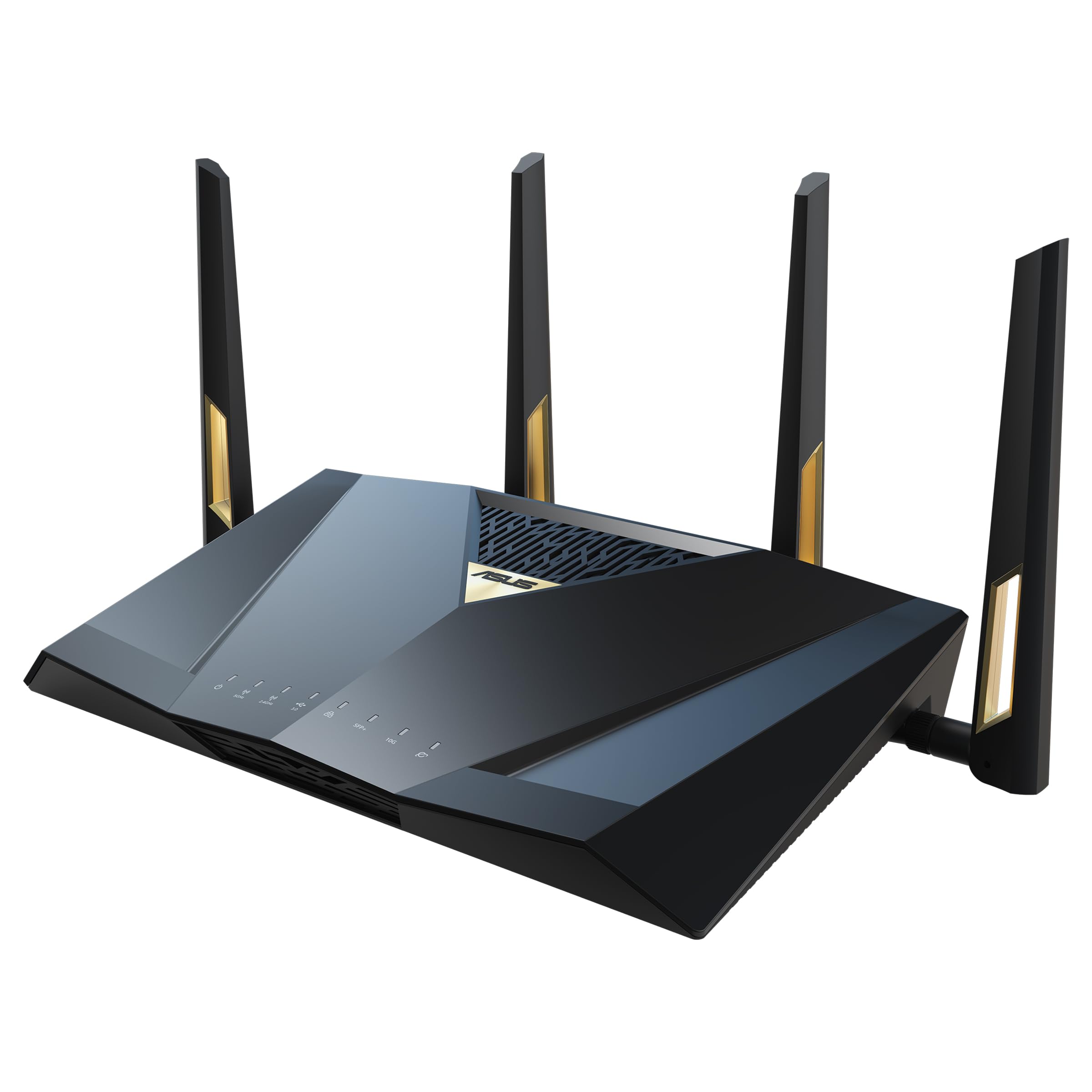 مسیریاب عملکرد گسترنده دو بانده WiFi ASUS RT-BE88U، سرعت بالا، 802.11be، 8 جریان، پورت‌های 10G، امنیت بهبود یافته، راه‌اندازی آسان - مشکی