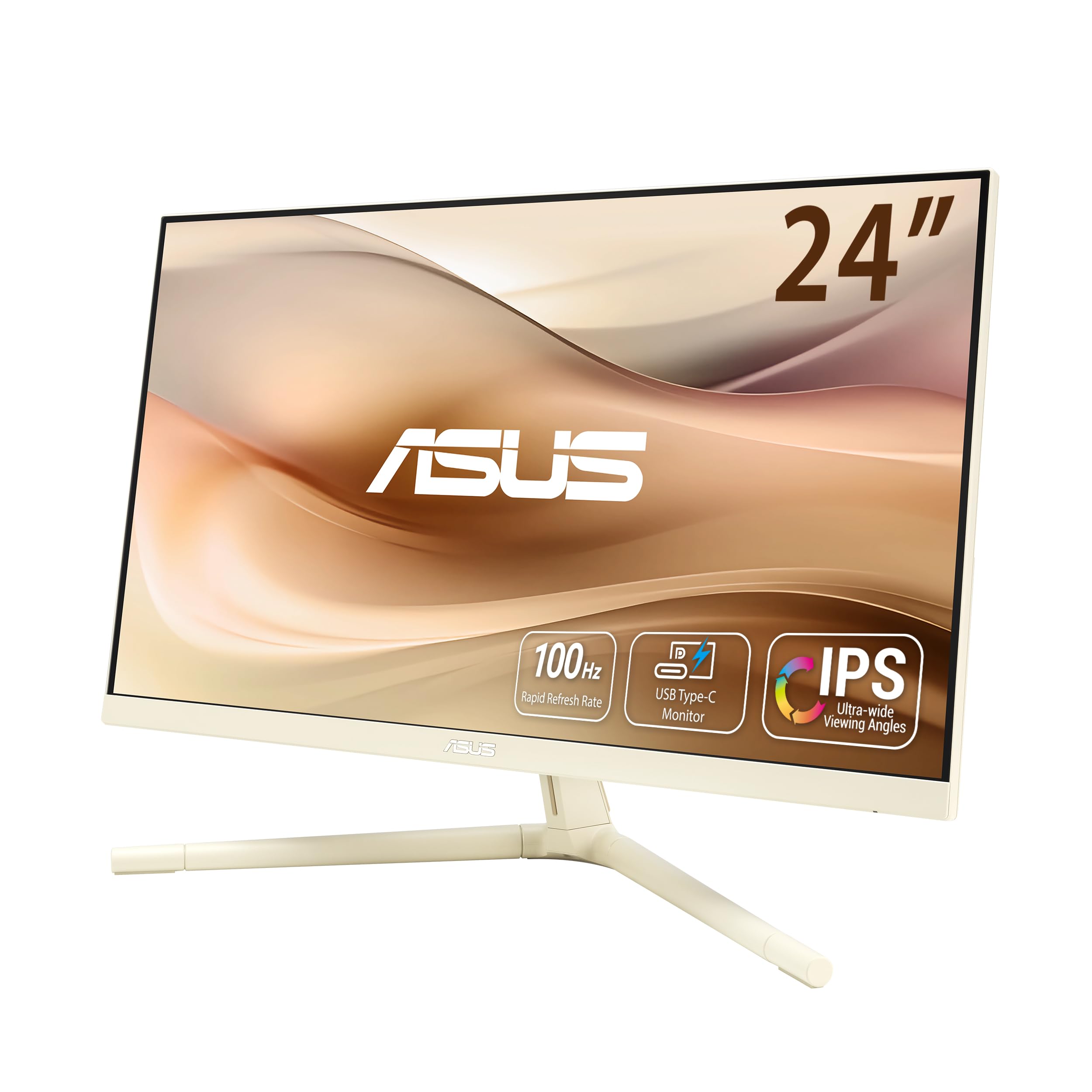 مانیتور بازی ASUS VU249CFE مراقبت از چشم - 24 اینچ، FHD (1920x1080) 100 هرتز، IPS، Adaptive-Sync، پورت USB Type-C با توان تحویلی 15 وات، مرکز نمایشگر DisplayWidget، تکنولوژی EyeCare Plus، رنگ شیر هویجی