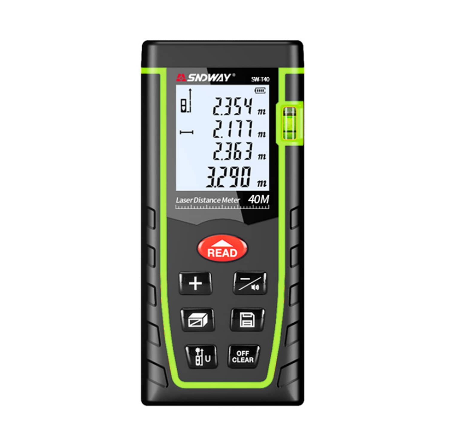 اندازه‌گیر لیزری دیجیتال SNDWAY SW-T40 40M تاشو قطعه‌کشی فاصله اندازه‌گیر مساحت حجم بازوسنج