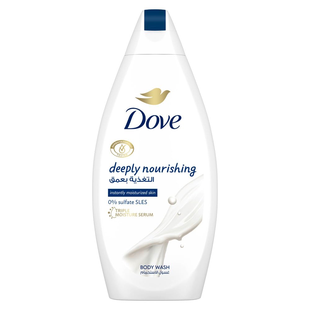 شستشوی بدن عمیق تغذیه‌کننده DOVE، برای مرطوب‌کنندگی فوری، اوریجینال، بدون سولفات یا پارابن، 500 میلی‌لیتر تغذیه‌کننده عمیق 710 میلی‌لیتر