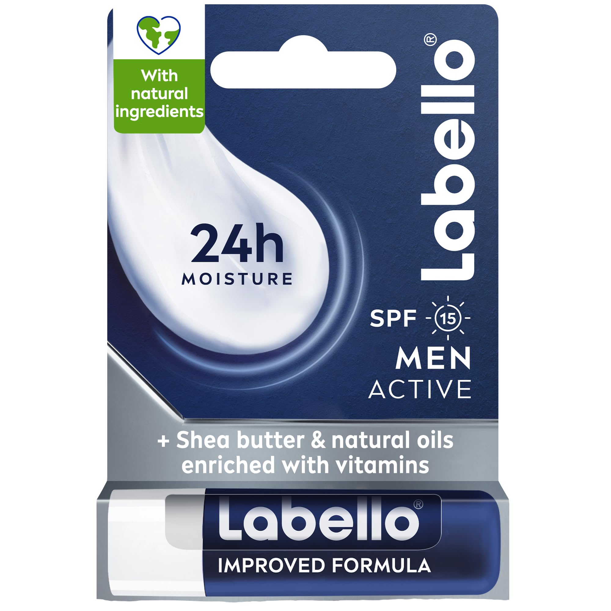 بالم لب لو مردانه فعال، حاوی SPF 15، مرطوبت آب‌درآمد 24H، با مواد ترکیبی طبیعی، بدون روغن معدنی، بدون عطر، 4.8 گرم
