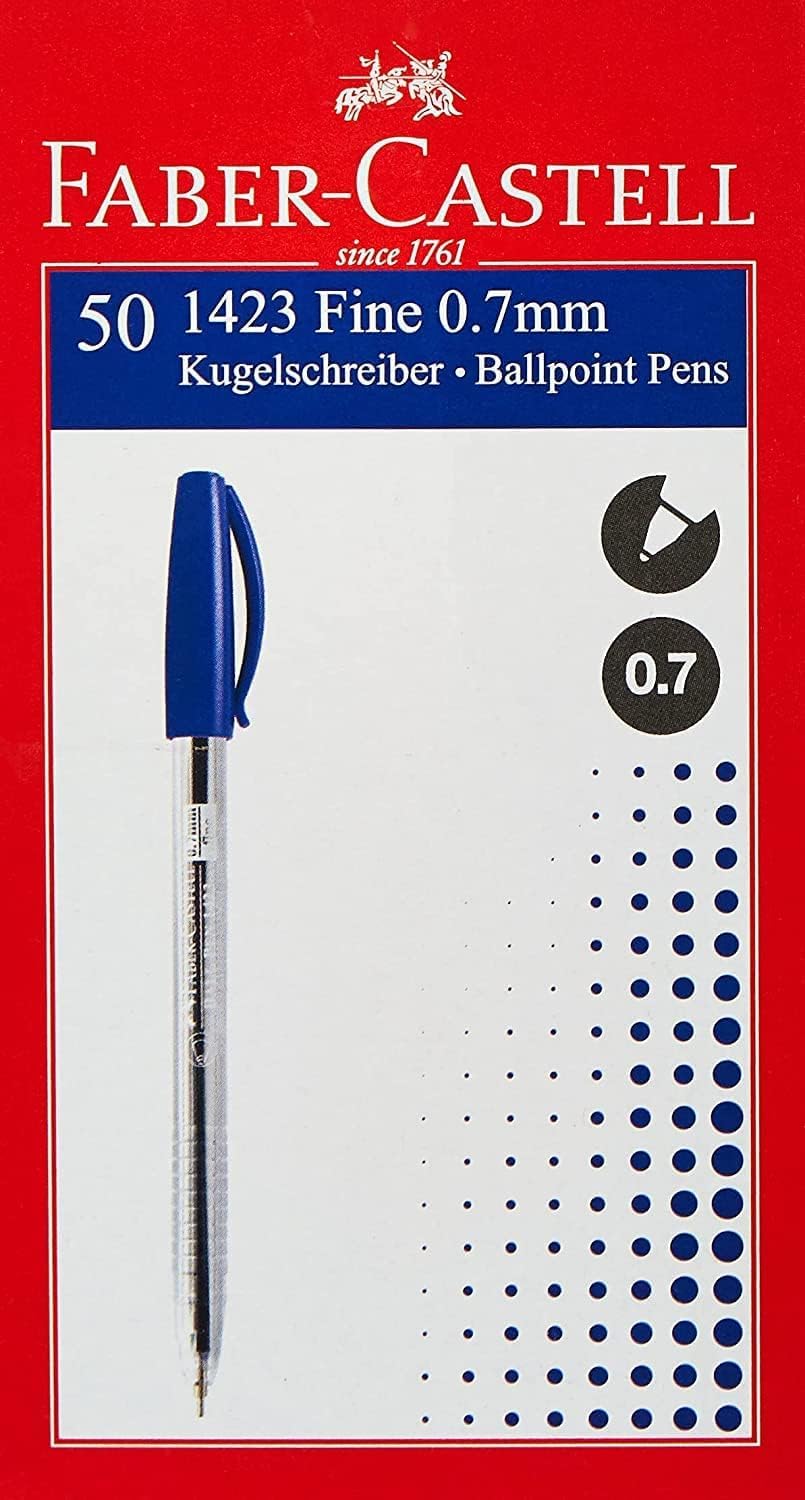 خودکار Faber-Castell 1423 نوک توپی 0.7 میلی‌متر جعبه 50 عددی رنگ آبی