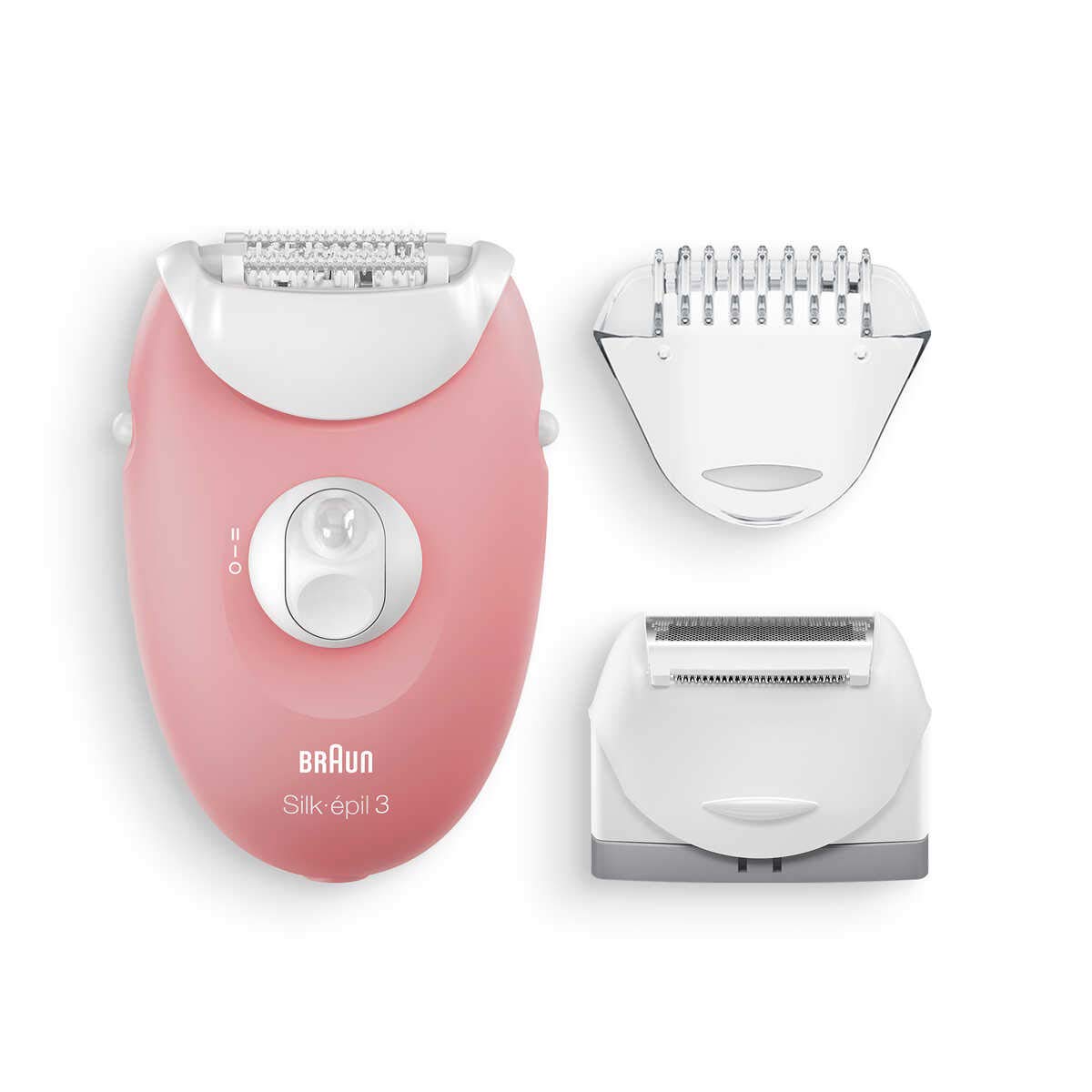 ست Braun Silk-épil 3 Beauty-Set، Epilierer Damen für Haarentfernung، Aufsätze für Rasierer، Trimmer und Massage für Körper، Geschenk für Frauen، 3-440، flamingo/weiß Pink Single