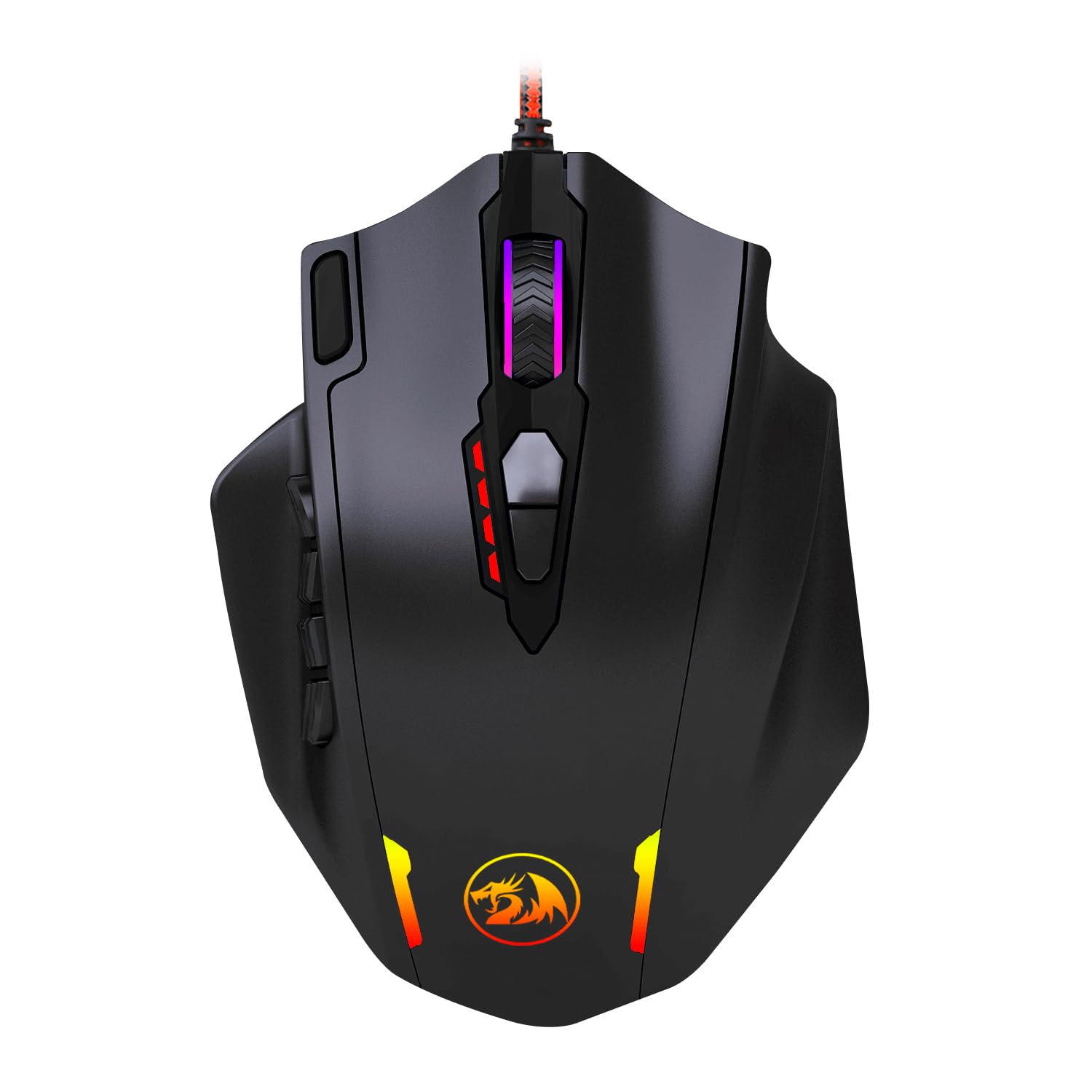 ماوس بازی Redragon M908 12400 Dpi Impact MMO با 18 دکمه قابل برنامه‌ریزی، کارتریج تنظیم وزن و 12 دکمه جانبی