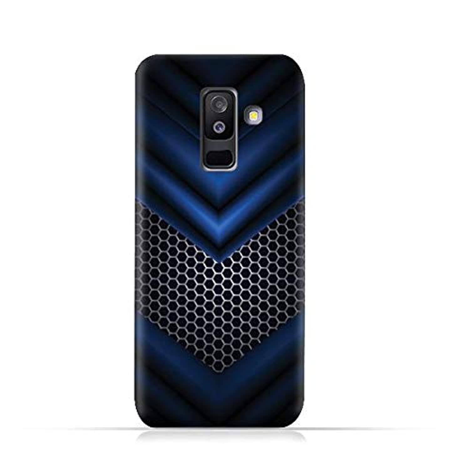 پوشش محافظ سیلیکونی TPU طراحی شده برای Samsung Galaxy A6 Plus 2018 با الگوی مش آبی انتزاعی AMC