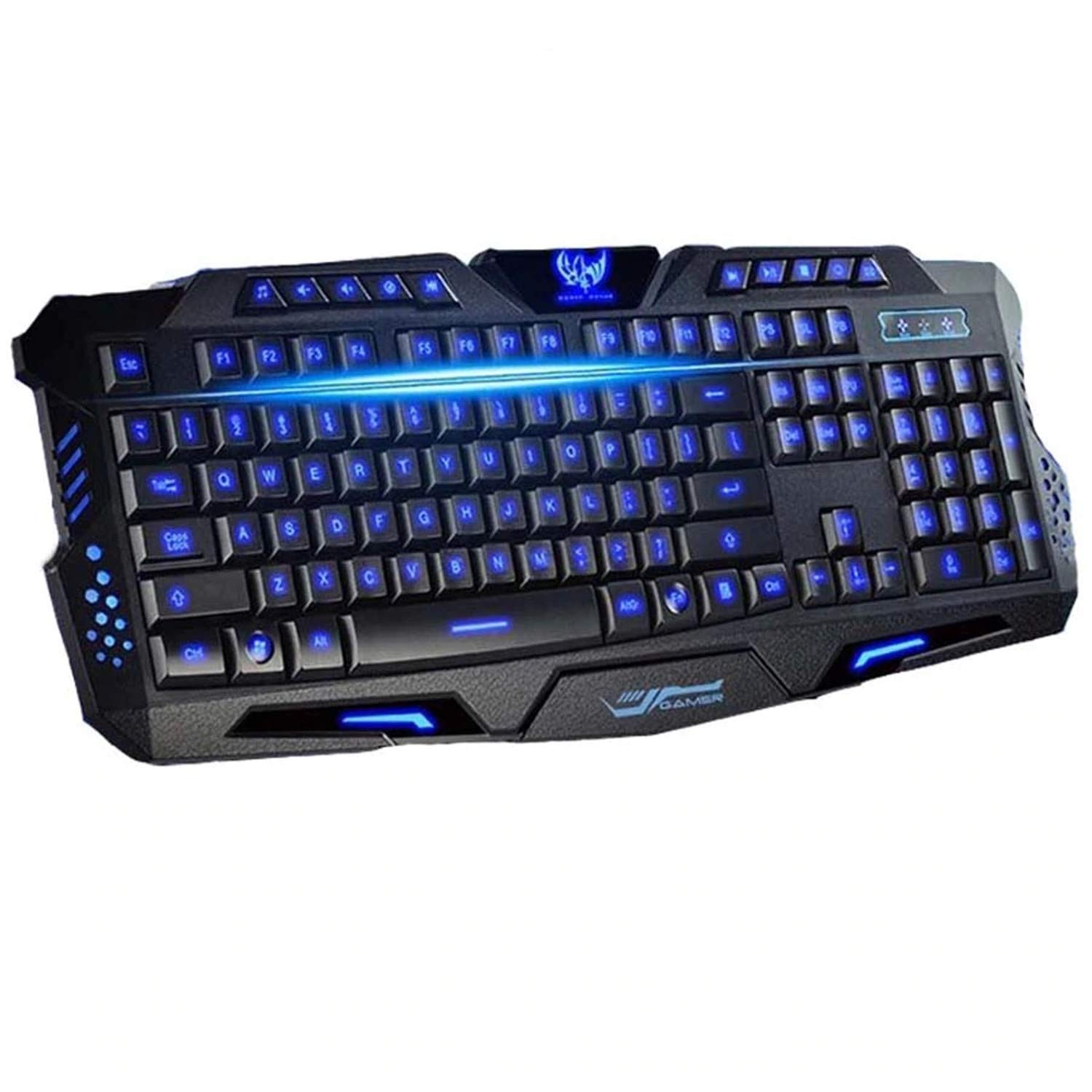 کیبورد گیمینگ چندرسانه ای بلو Backlit براق با نورپردازی از زیر LED eWINNER کیبورد وایرد USB Led Illuminated.