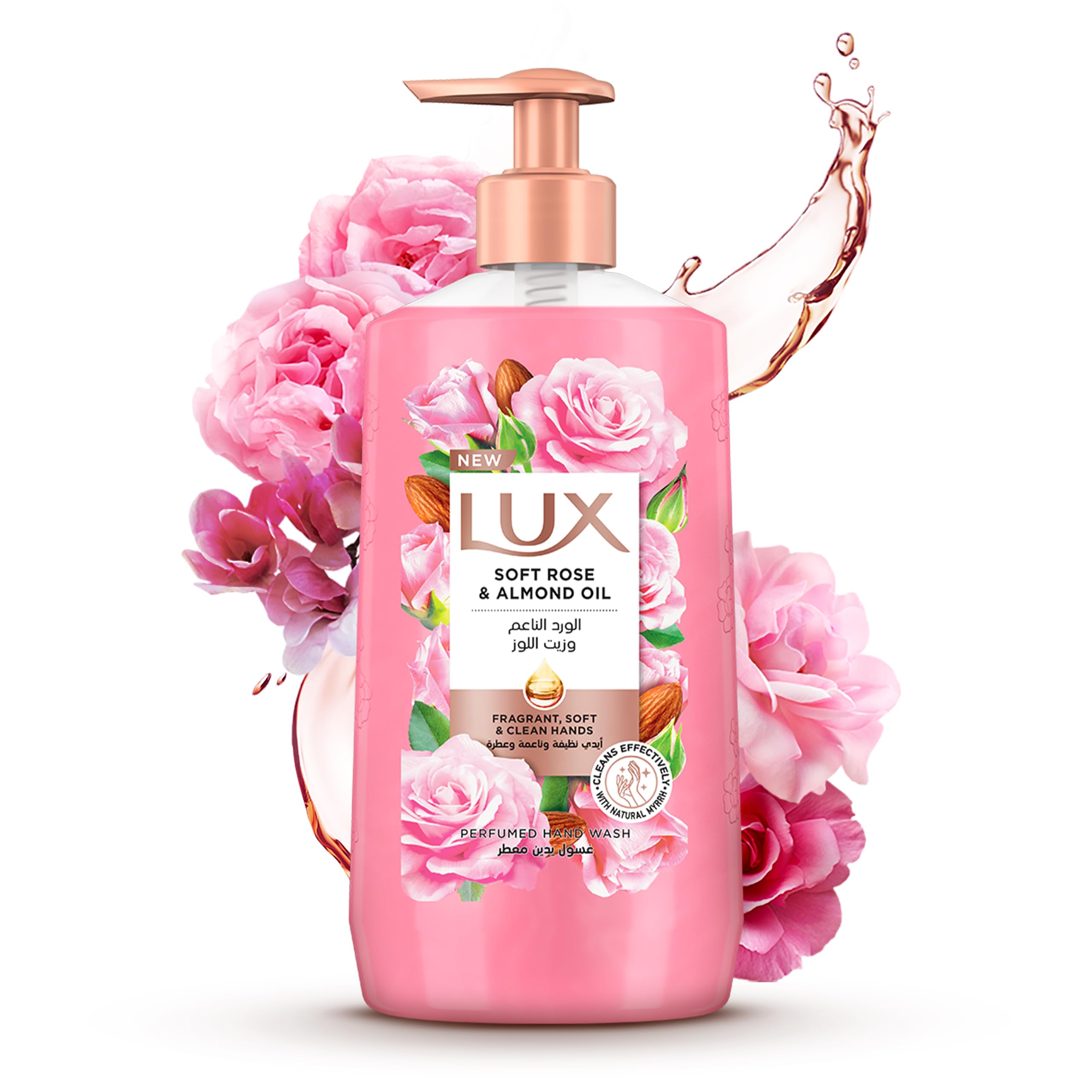 مایع دستشویی عطردار LUX، گل رز نرم، با روغن بادام و گلیسرین، برای دست‌های خوشبو و نرم و تمیز، ۵۰۰ میلی‌لیتر