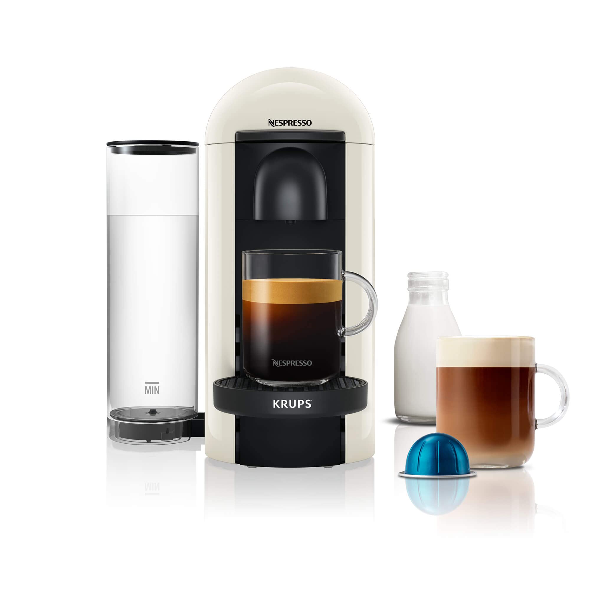ماشین قهوه ساز پاد Nespresso Vertuo Plus Automatic برای اسپرسو، آمریکانو، دی‌کاف از Krups در رنگ سفید [امازون اختصاصی] ورژن محدود سفید Vertuo Plus ورژن محدود سفید