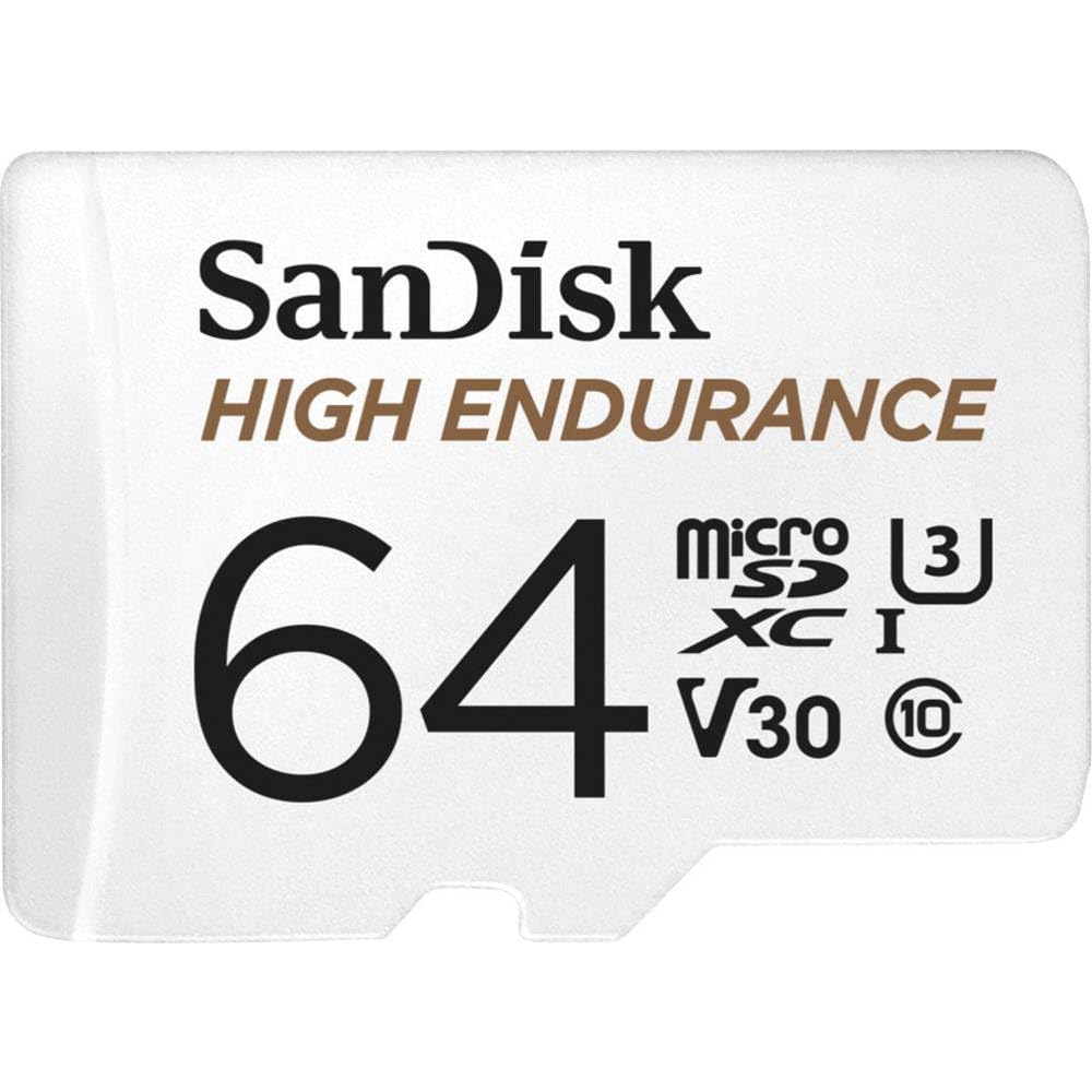 کارت حافظه Sandisk 64Gb High Endurance Video Microsdxc به همراه آداپتور برای دوربین‌های خودرویی و سیستم‌های نظارت خانگی - C10، U3، V30، 4K UHD، Micro SD SDSQQNR-064G-GN6IA