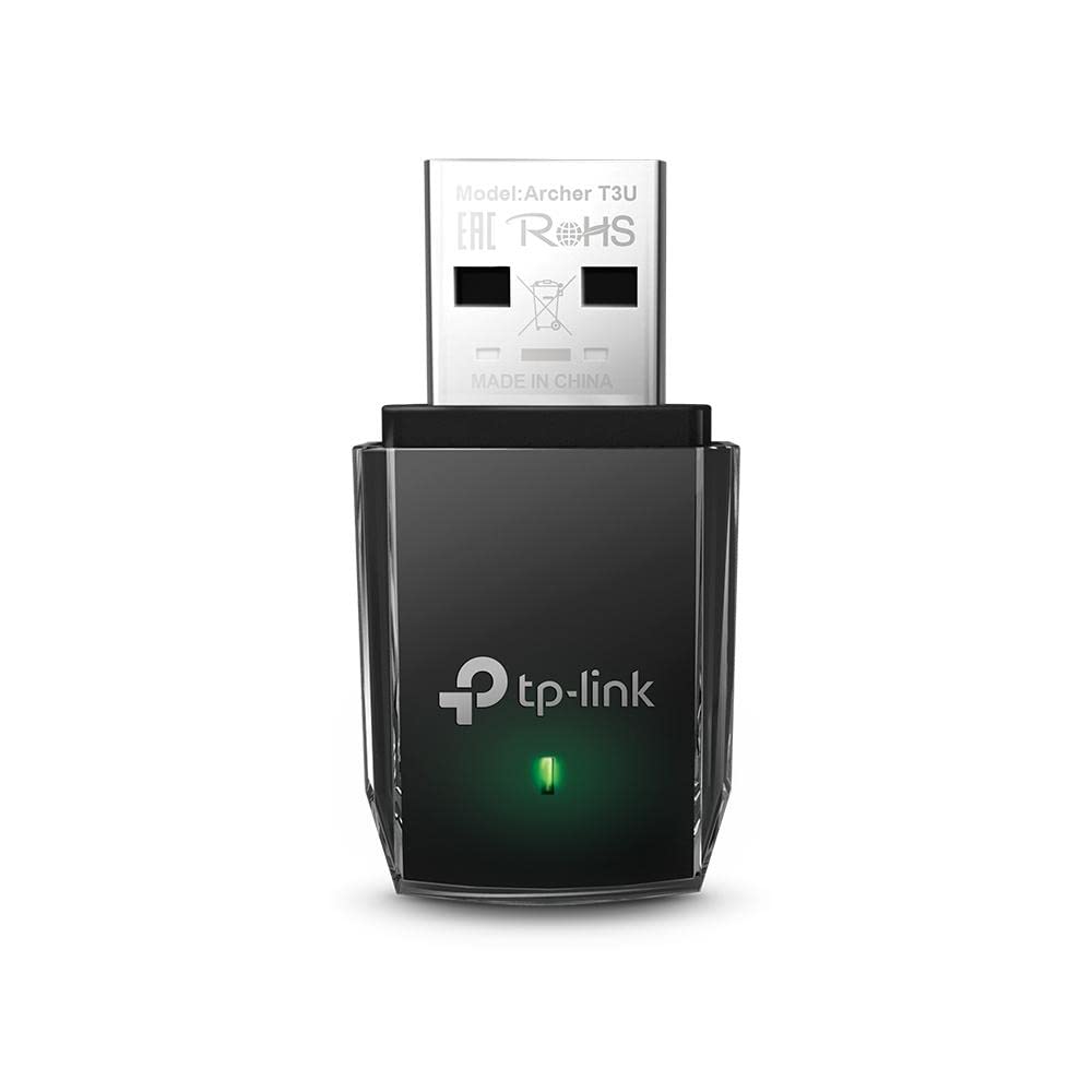 آداپتور USB وای‌فای TP-Link AC1300 (Archer T3U) — آداپتور شبکه بی‌سیم دو بانده 2.4 گیگاهرتز/5 گیگاهرتز برای کامپیوتر دسکتاپ، دانگل وای‌فای MU-MIMO، USB 3.0، پشتیبانی از ویندوز 11، 10، 8.1، 8، 7، XP و Mac OS X 10.9–10.14