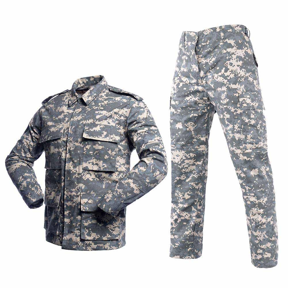 LANBAOSI Men's Tactical BDU Uniform Combat Suit Military Shirt Jacket Coat and Pants Set Acu M