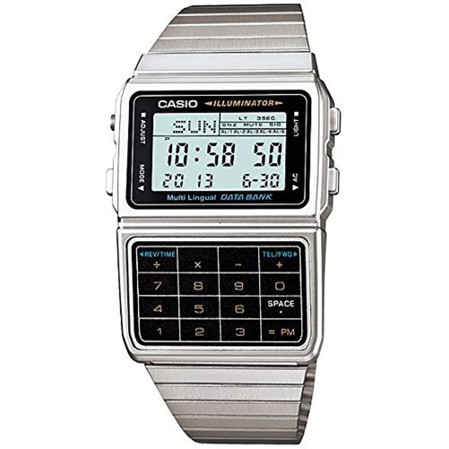 واچ Casio Data Bank دیجیتال با بند استیل برای زنان و مردان - مدل DBC-611-1DF