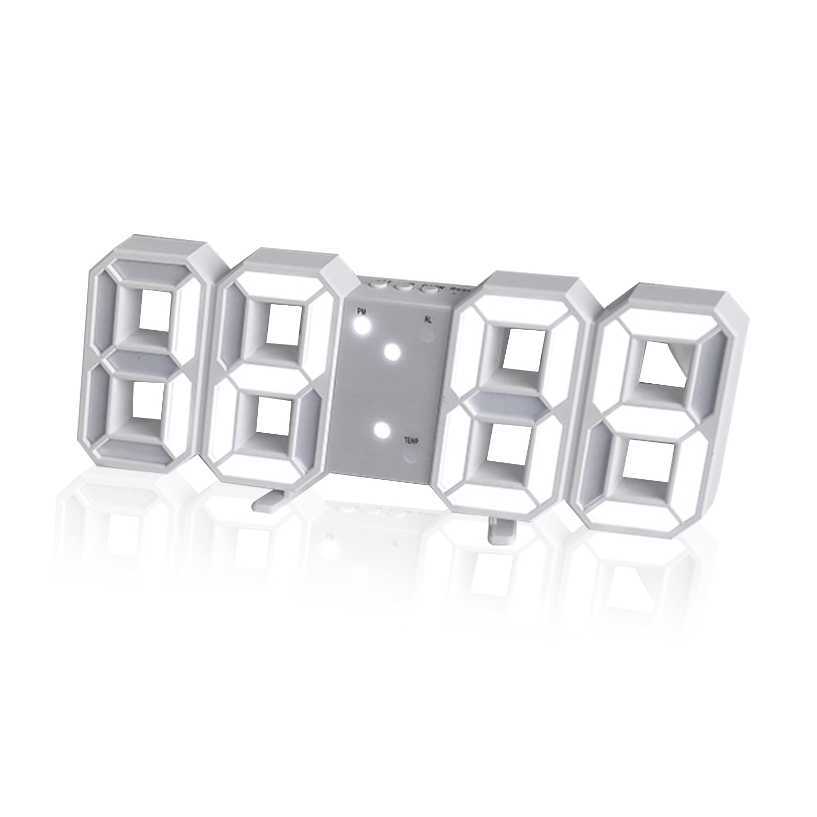 ساعت دیجیتال LED 3D دایونگ میز رومیزی ساعت هشدار مطابقت دار با نور محیطی برای خانه اتاق نشیمن اداری سفید
