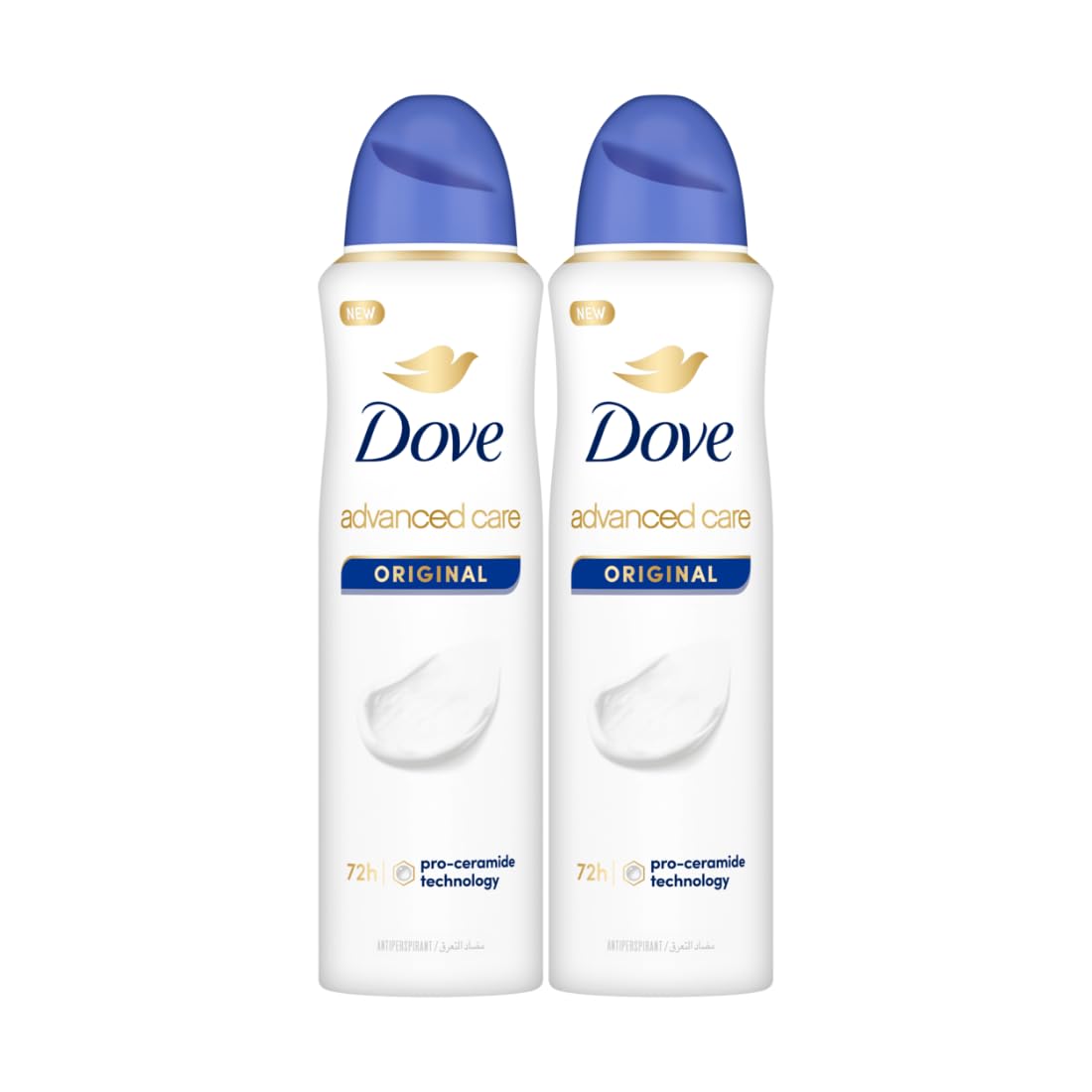 اسپری ضد تعریق و بوی بد DOVE Advanced Care، نسخه اصلی، با حفاظت 72 ساعته در برابر تعریق و بو و مرطوب کننده با فناوری پرو-سرامید، 150 میلی‌لیتر x 2