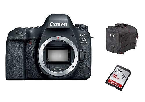 Canon EOS 6D Mark II Body با پاور ترايپد سنگين TR395، سياه + Sandisk SDHC16GB Ultra 80MB/S + Smart Carry Case Bundle Kit