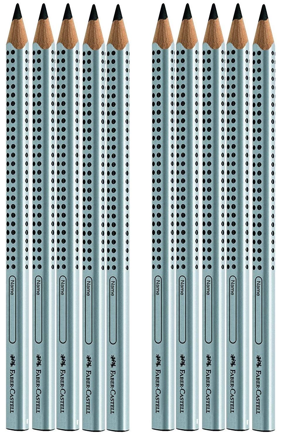 مداد‌های جامبو Grip 111997-12 فابر-کاستل، سختی: B، رنگ بدنه: نقره‌ای (10 عددی) 10 عددی نقره‌ای