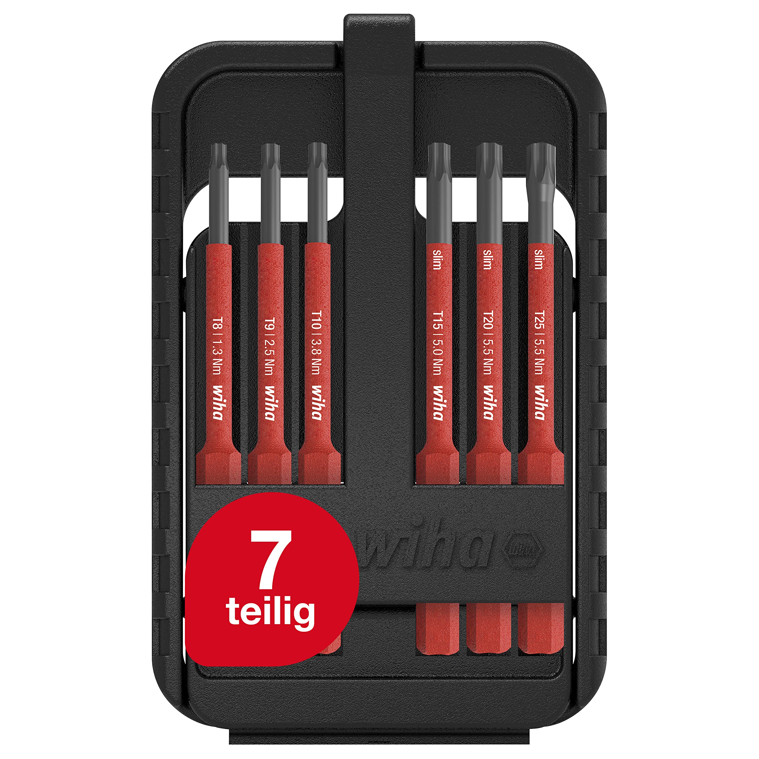 جعبه بیت Wiha 43153 الکتریک تورکس 6 تایی برای بیت‌های نازک Rot Torx (8-25)، 6 تایی.