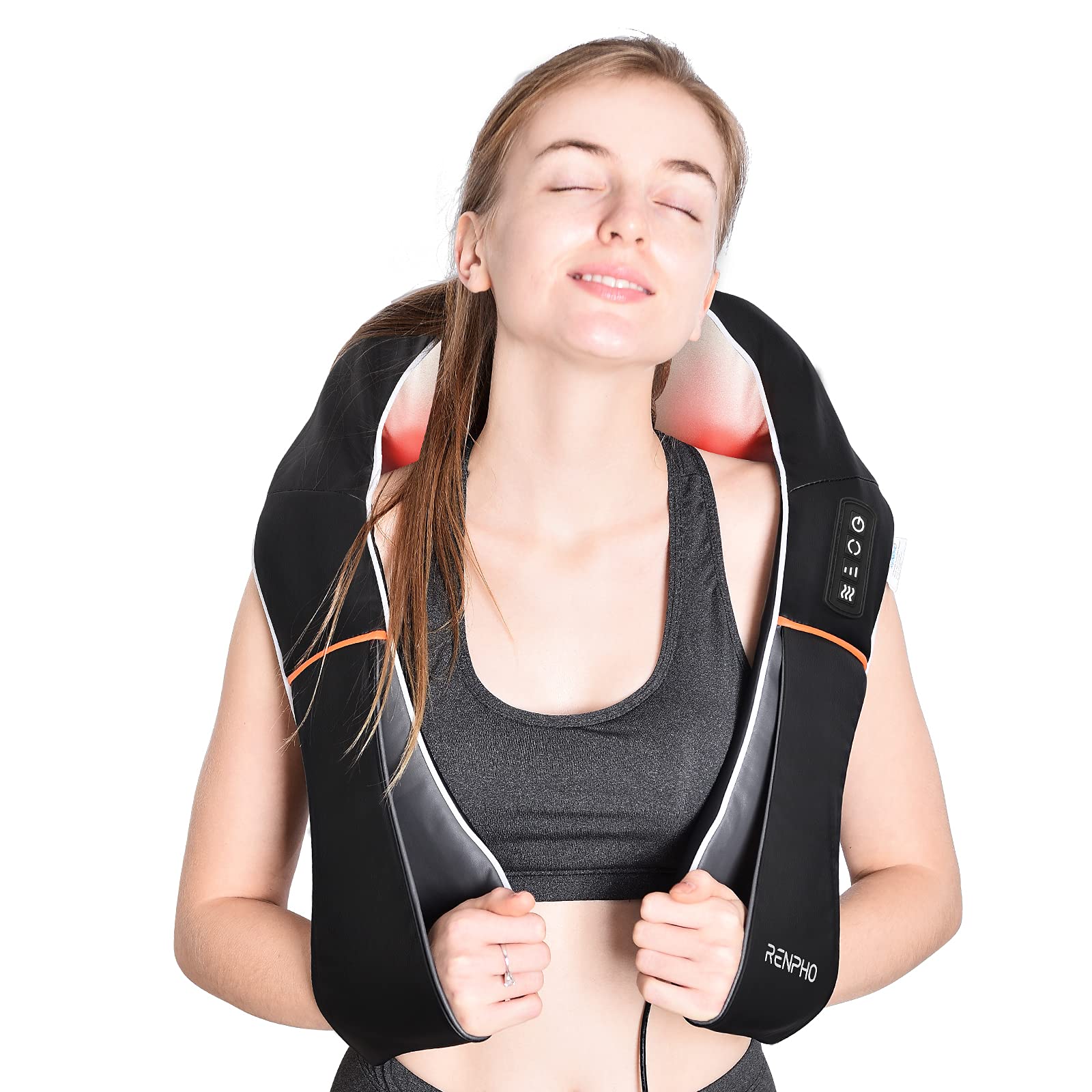 ماساژ دهنده گردن و شانه‌های RENPHO Shiatsu با حرارت، ارتعاش الکتریکی، ماساژ عمیق بافت سه‌بعدی و قالب گردن برای کاهش دردها در کمر، پا، ساق پا، پا، بازو، شکم، تمام بدن، عضلات قرمز