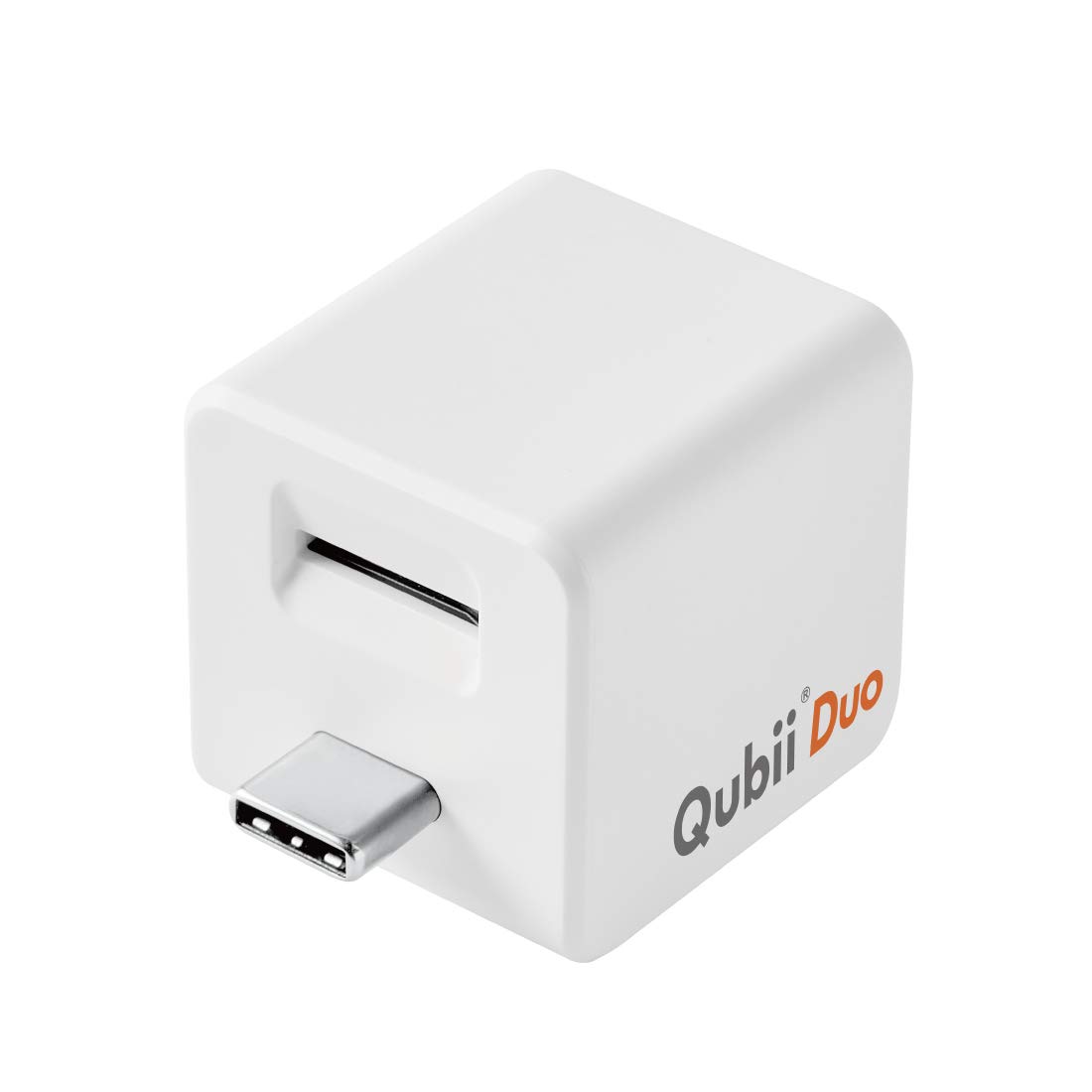 مکتار Qubii Duo درایو پشتیبان‌گیری خودکار USB-A برای آیفون و آیپد و اندروید تایپ سی - MFi Certified عصای حافظه فتوگرافی با قفل میکرواس‌دی خارجی (کارت میکرواس‌دی دربسته نشده)، رنگ سفید USB C سفید