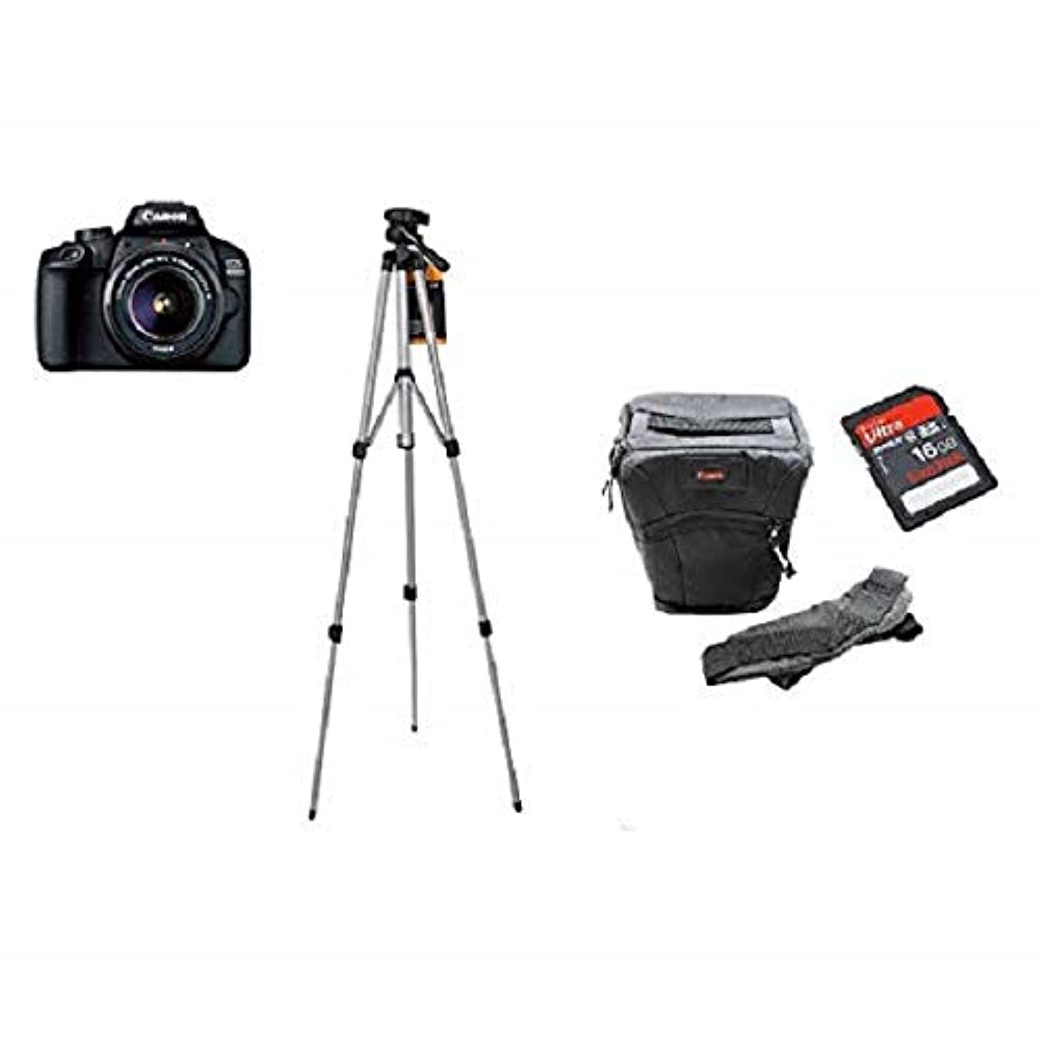Canon EOS 4000D با لنز EF-S 18-55mm III همراه با سه‌پایه، کیف دوربین دیجیتال و کارت حافظه 16GB SDHC