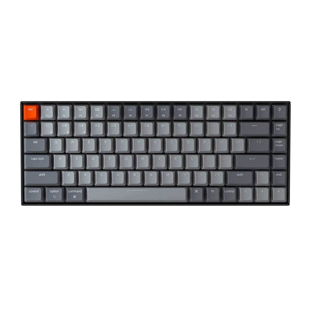 کیبورد مکانیکی بلوتوث Keychron K2 با سوئیچ قرمز Gateron/ پشتیبانی از نور پس‌زمینه LED سفید/ درگاه USB C/ جلوگیری از جوش خوردگی/ قابلیت N-Key Rollover/ طراحی کوچک 75٪ با 84 کلید/ کیبورد بازی بی‌سیم برای مک و ویندوز - نگارش 2 - رنگ مشکی