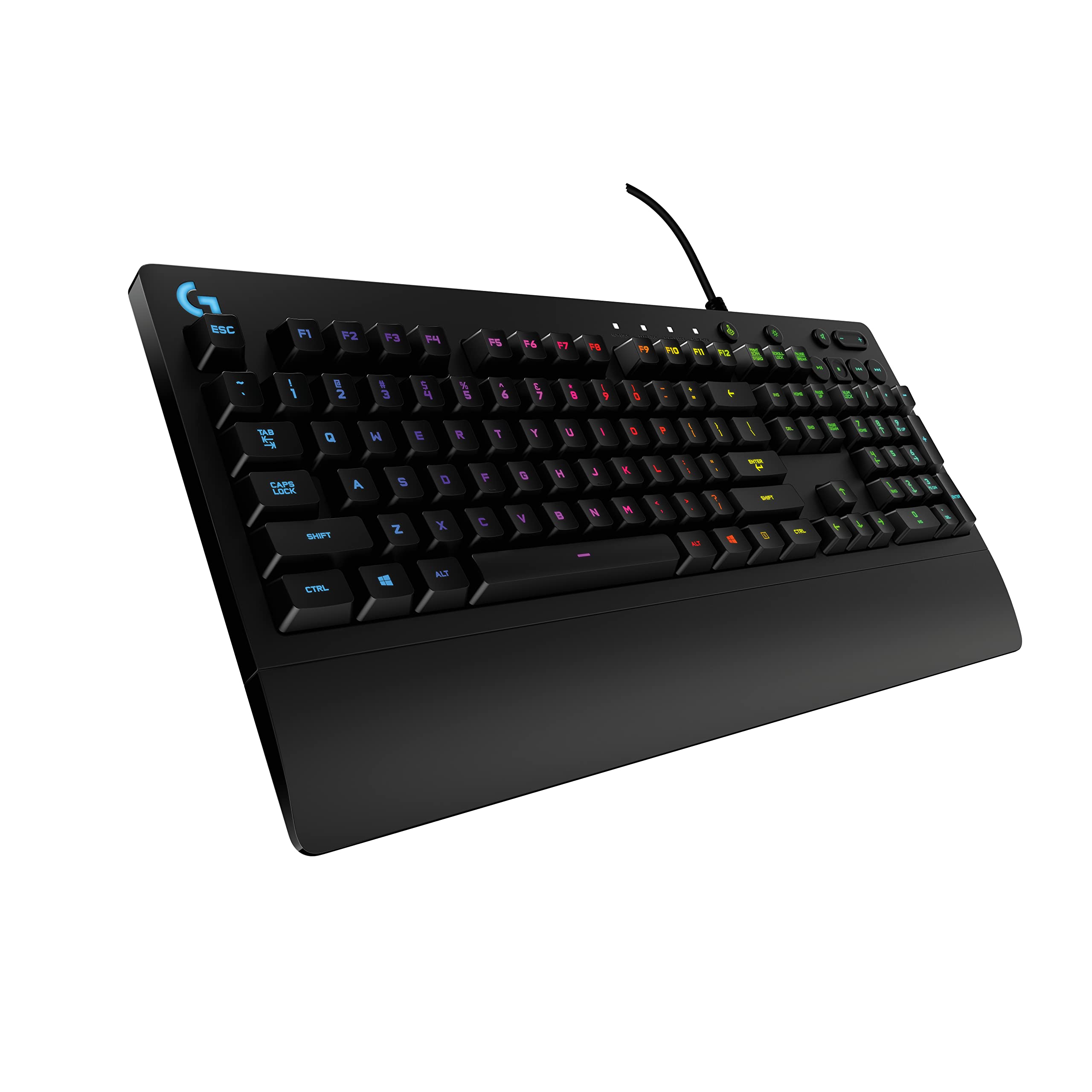 صفحه کلید بازی Logitech G213 Prodigy، کلید‌های پشتیبانی‌شده RGB LIGHTSYNC، مقاوم در برابر ریزش مایعات، کلیدهای قابل تنظیم، کلیدهای چندرسانه‌ای اختصاصی - مشکی
