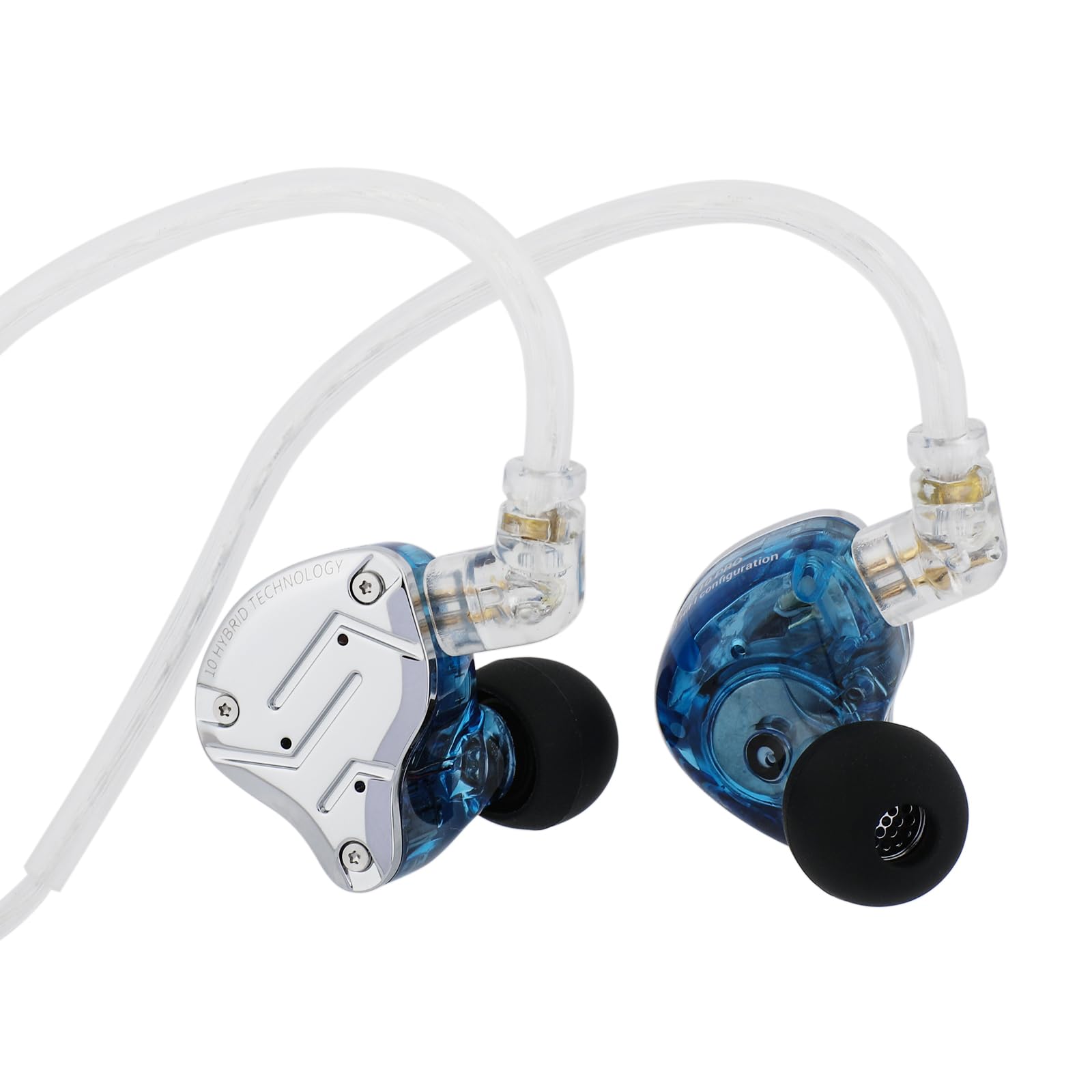 گوشی های گوش Linsoul KZ ZS10 Pro، 4BA + 1DD 5 راننده، های فای وایرد ار باد، های فای وایربادهای بازی، گوشی های گوشی های هایبریدی با صفحه فولادی استنلس استیل، کابل 2 پین یکنواخت (با میکروفن، آبی) آبی با میکروفون