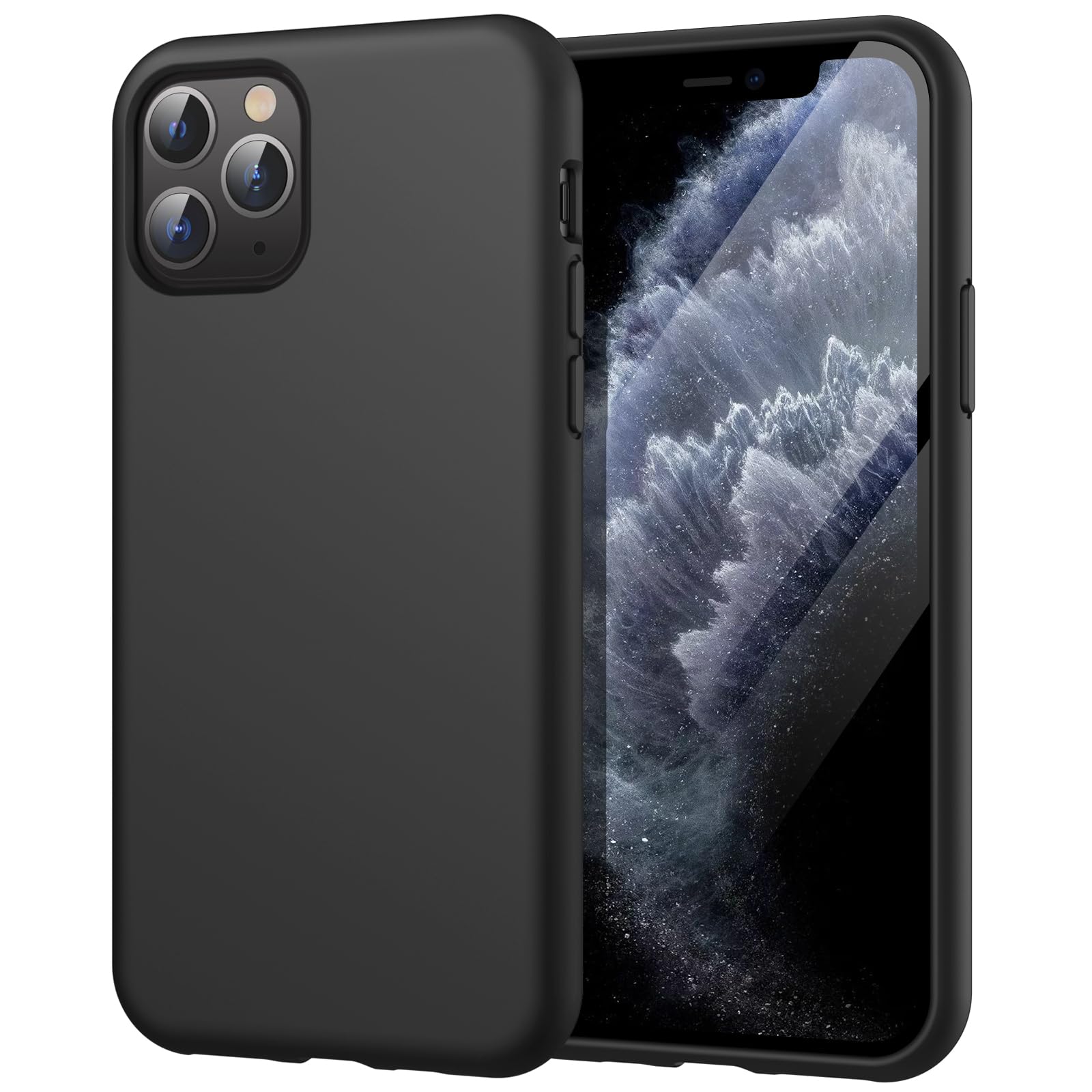 محافظ سیلیکونی JETech برای iPhone 11 Pro Max 6.5 اینچ، لمس نرم و احساس نرم تمام بدنه، محافظ دستگاه تلفن همراه، جلدضد ضربه با زبری میکروفایبر (سیاه)