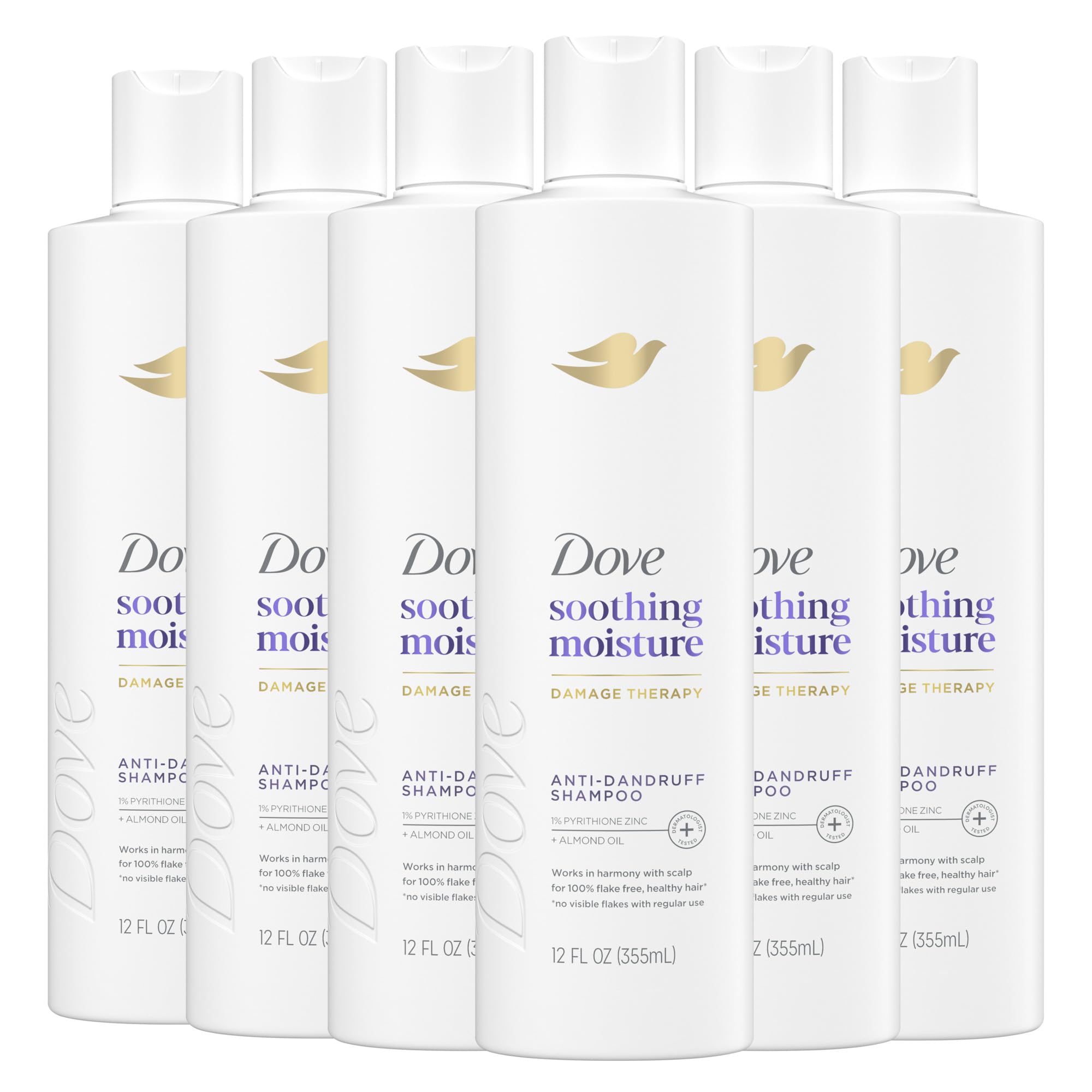 شامپو ضد شوره Dove Dermacare Scalp با رطوبت آرامش‌بخش 12 اونس بسته‌ی ۶ عددی