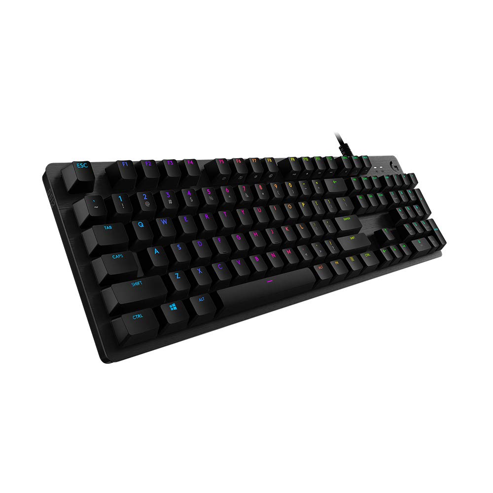 کیبورد بازی مکانیکی کلیکی Logitech G512، کلید‌های با نور پس‌زمینه RGB Lightsync، سوییچ‌های کلیدی Romer-G تاکتایل، قاب آلومینیوم مسطح، کلیدهای F قابل تنظیم، پورت USB اضافی - مدل کربن/مشکی کلاسیک