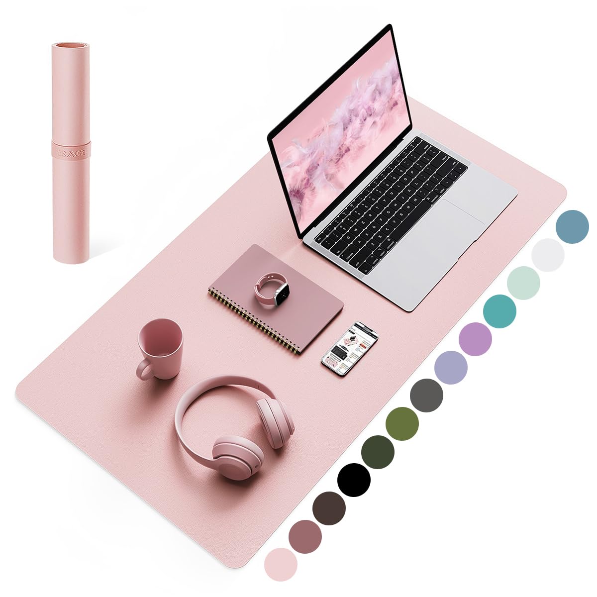 پنجره writing Mat for Office Work/Home/Decor(Pink, 31.5" x 15.7") یدک موس، ممتص Non-Slip Desk Pad،Waterproof PVC leather Desk Table Protector،Ultra Thin Large Desk Blotter، Easy Clean Laptop Desk