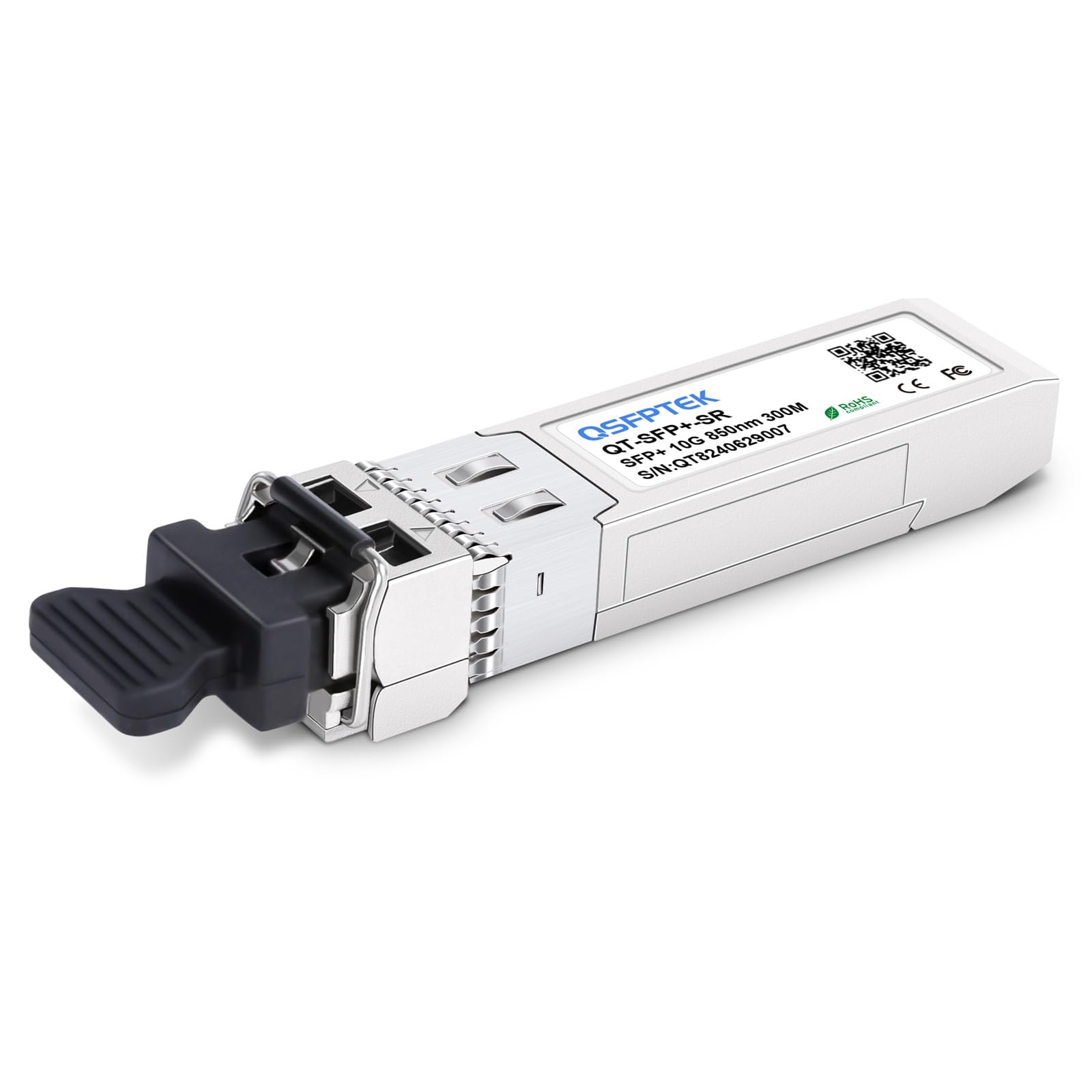 ماژول QSFPTEK 10GBASE-SR ، ماژول 10G مولتی‌مود SFP+ 10gb LC MINI gbic Transceiver برای سیسکو، یوبیکویتی، نت‌گیر، میکروتیک، جونیپر، دی-لینک (MMF، 850 نانومتر، 300 متر، DDM) 10GBase-SR: 300 متر برای سیسکو