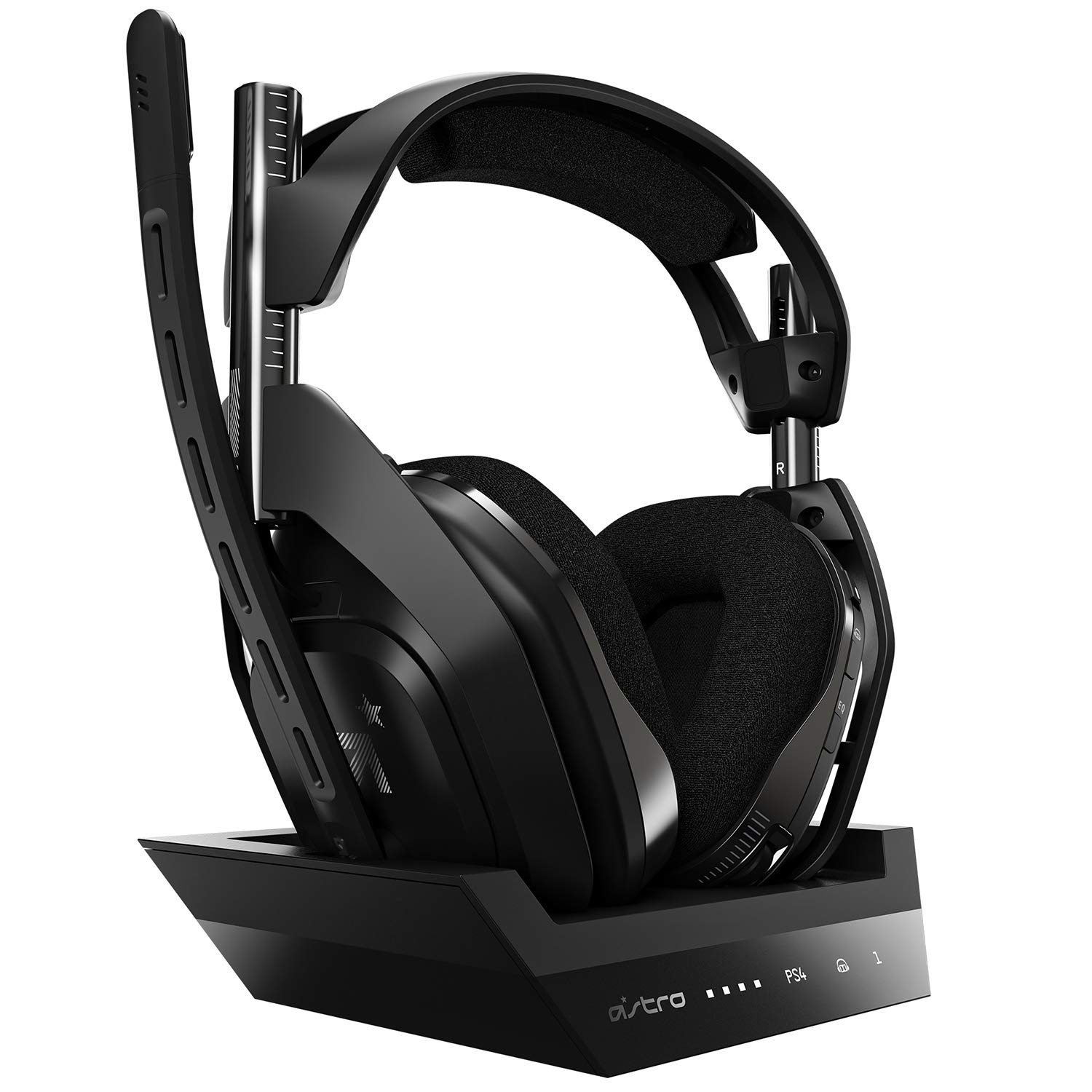 هدست بی‌سیم ASTRO Gaming A50 + پایه ایستگاه نسل ۴ - سازگار با PS5، PS4، PC، Mac - مدل سیاه/نقره انتهای عمر مفید پلی‌استیشن ۵، پلی‌استیشن ۴ و کامپیوتر
