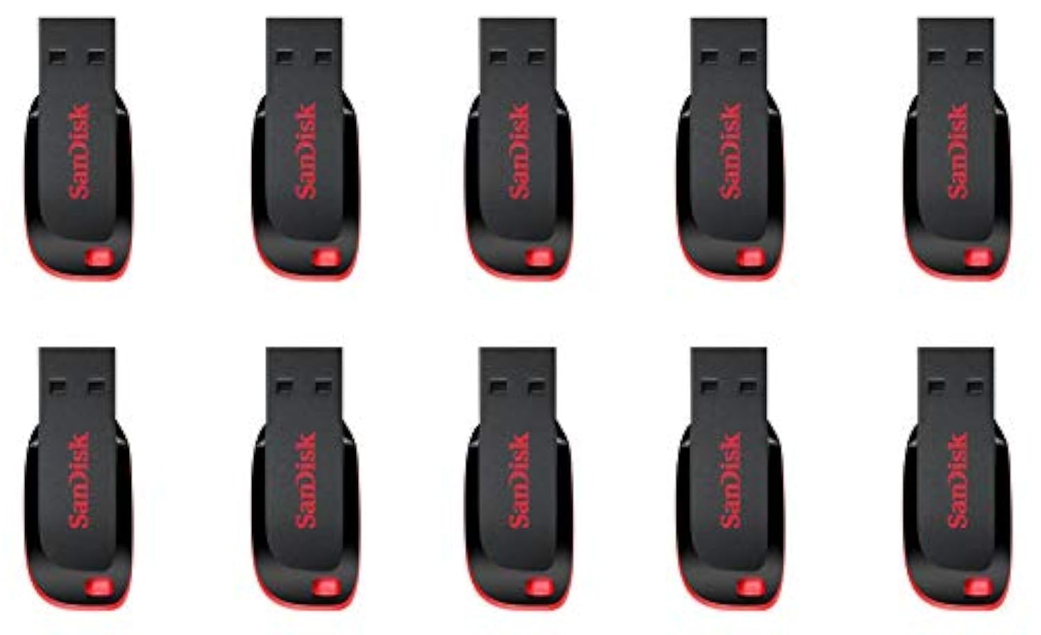 دیسک فلش 32 گیگابایتی SanDisk Cruzer Blade USB 2.0 (SDCZ50-032G) بسته‌ای 10 تایی