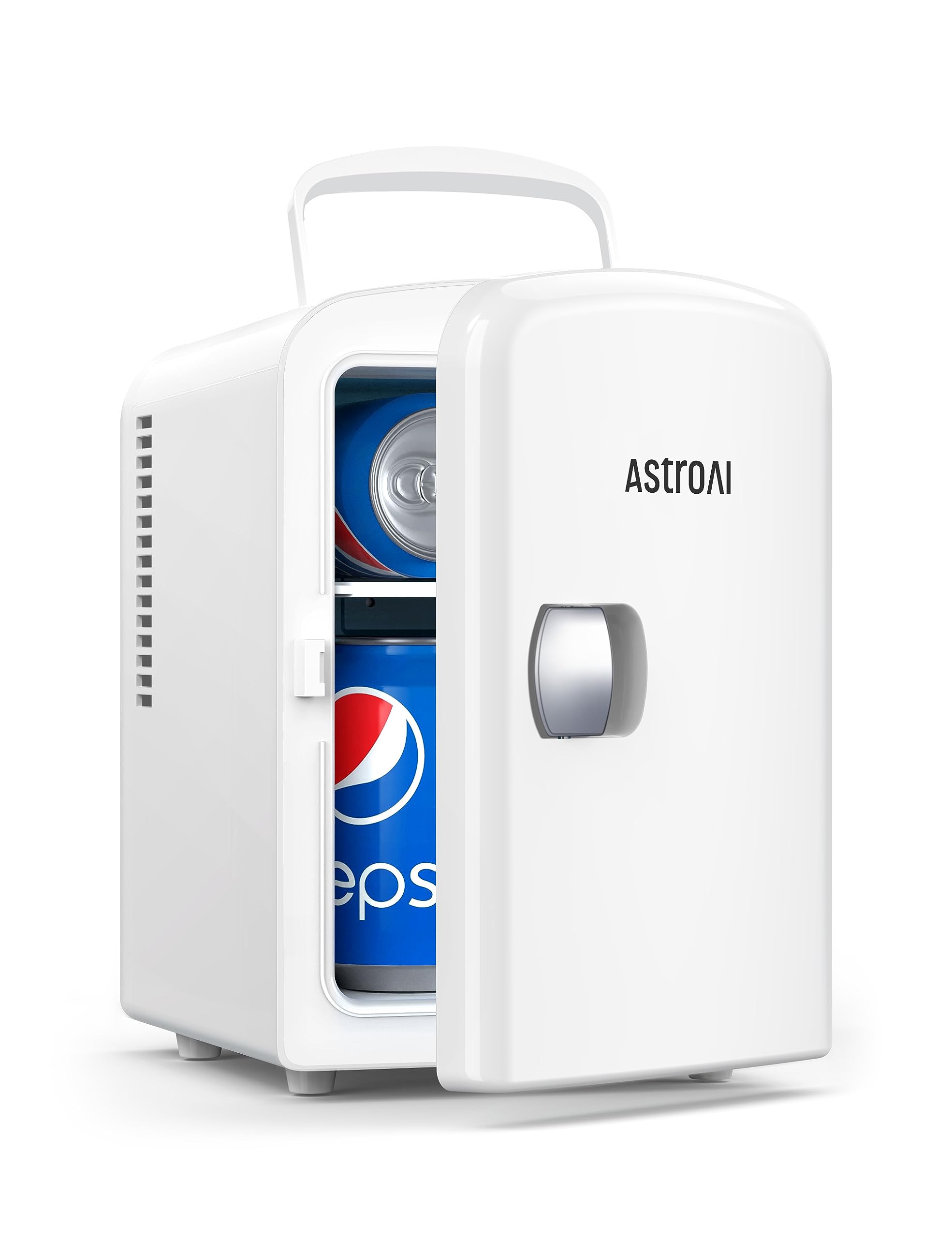 یخچال کوچک AstroAI حجم 4 لیتر، سردکننده قابل حمل با منبع تغذیه AC+DC، مناسب برای اتاق خواب، ماشین، دفاتر؛ مراقبت از پوست، آرایش، لوازم آرایشی، غذا (سفید)