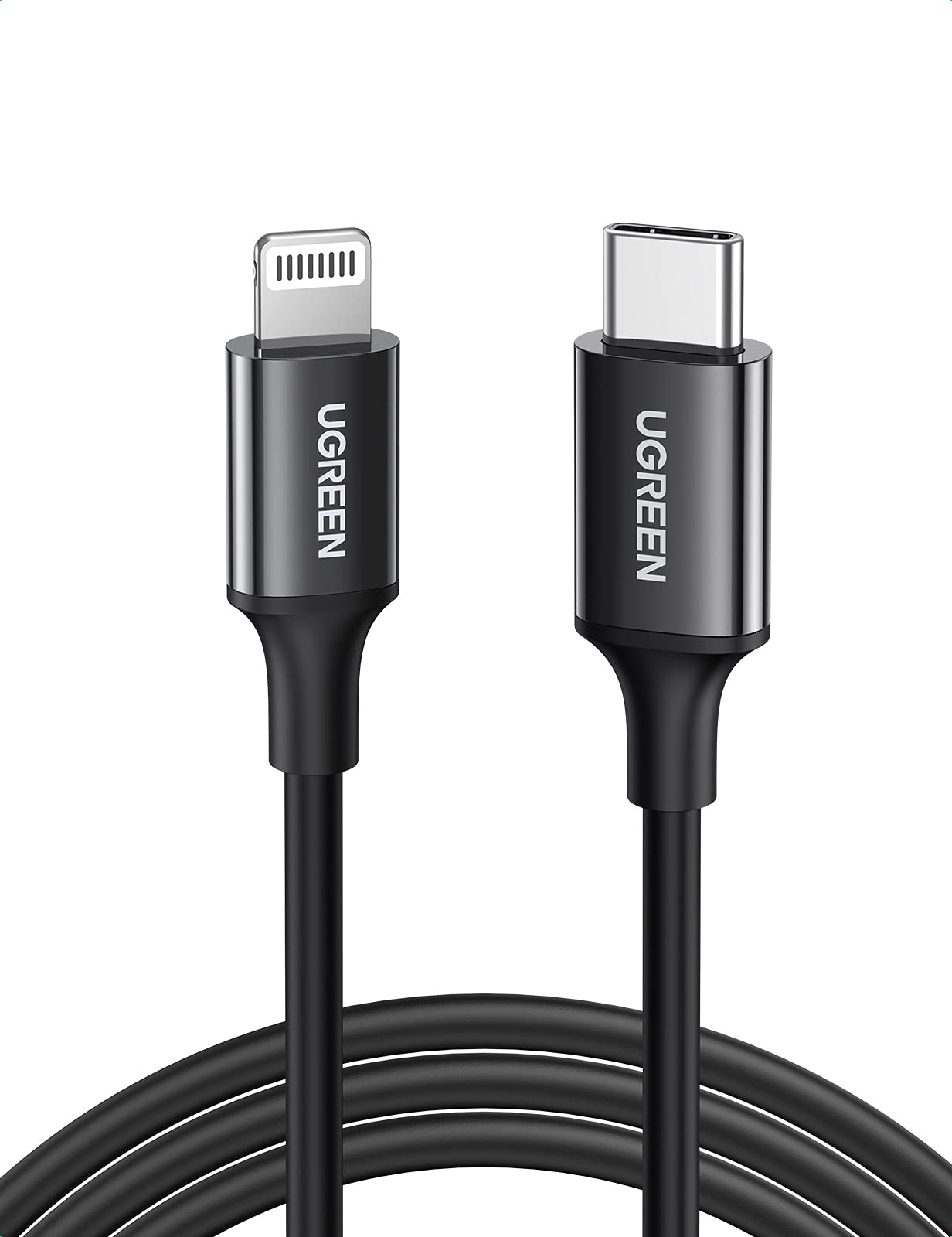 کابل شارژر یوگرین آیفون 1 متری، [دارای گواهی MFi] کابل USB C به لایتنینگ شارژ سریع تحویل توان 20 وات برای شارژ آیفون 14/14 پرو/پلاس/پرو مکس، 8-13 تمام سری، آیپد-مشکی