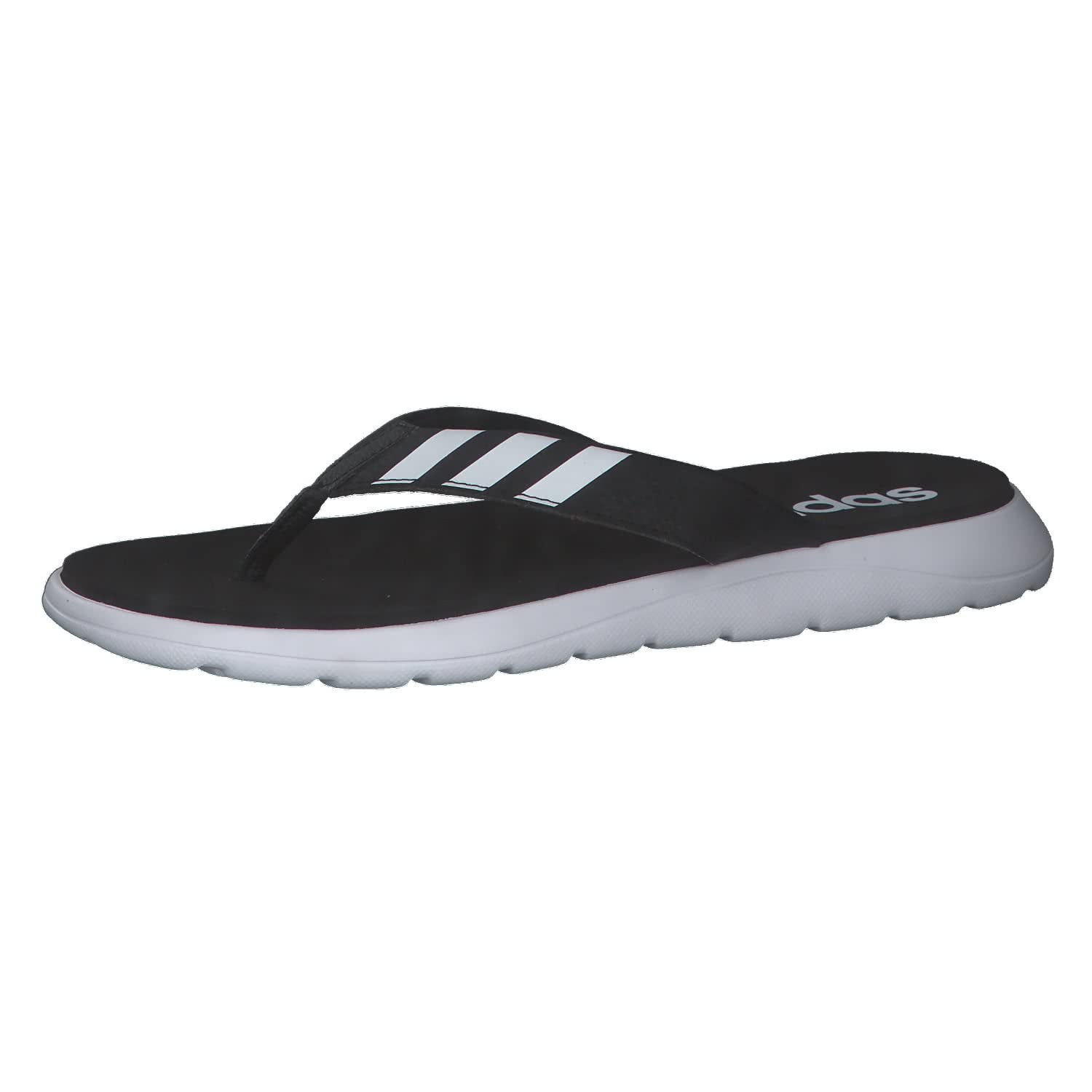 adidas صندل اسلاید راحتی، مشکی/سفید/مشکی، سایز 43 (EU)
