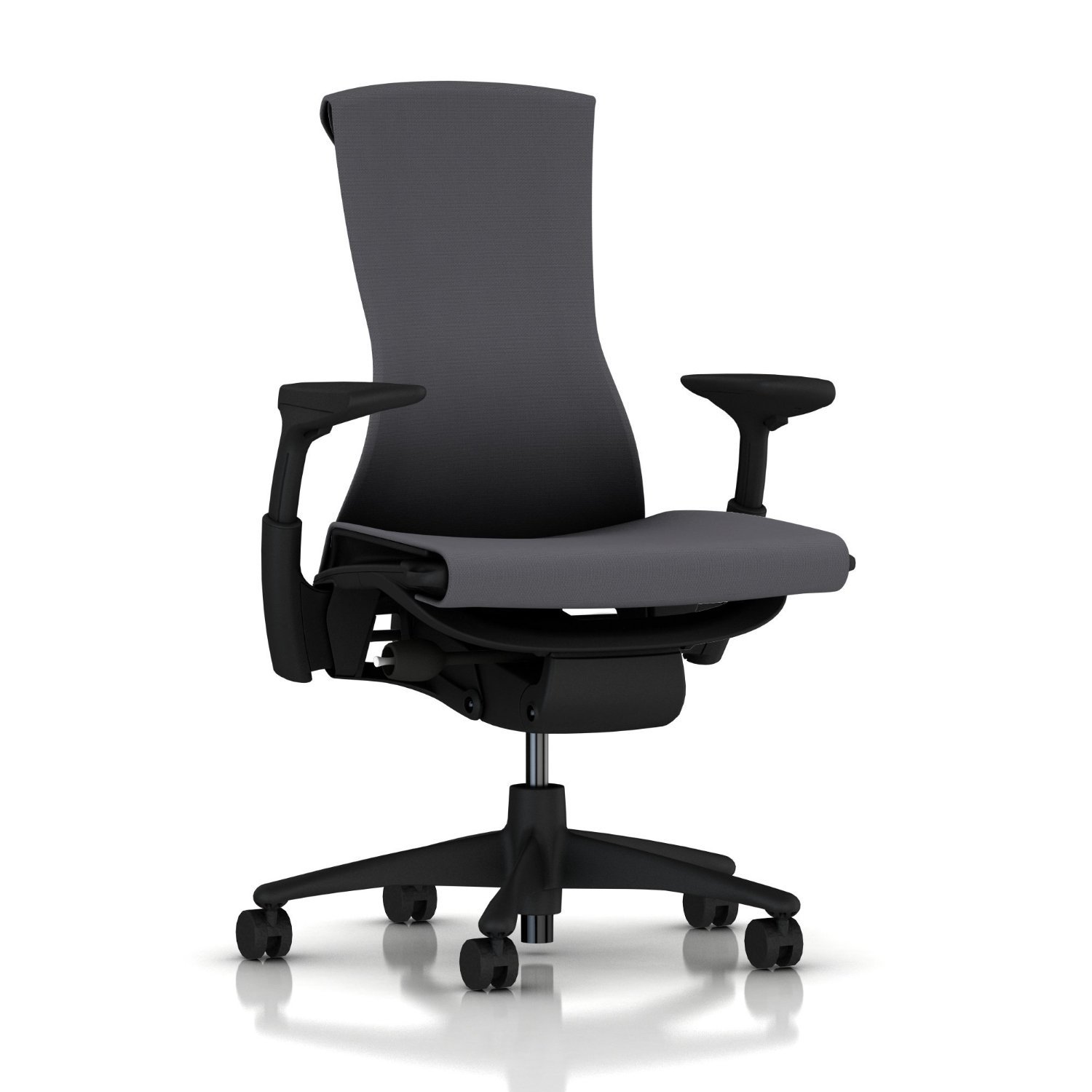 صندلی اداری ارگونومیک Herman Miller Embody | دسته‌های قابل تنظیم کامل و چرخ‌های کف‌گیر فرش | ریتم زغالی