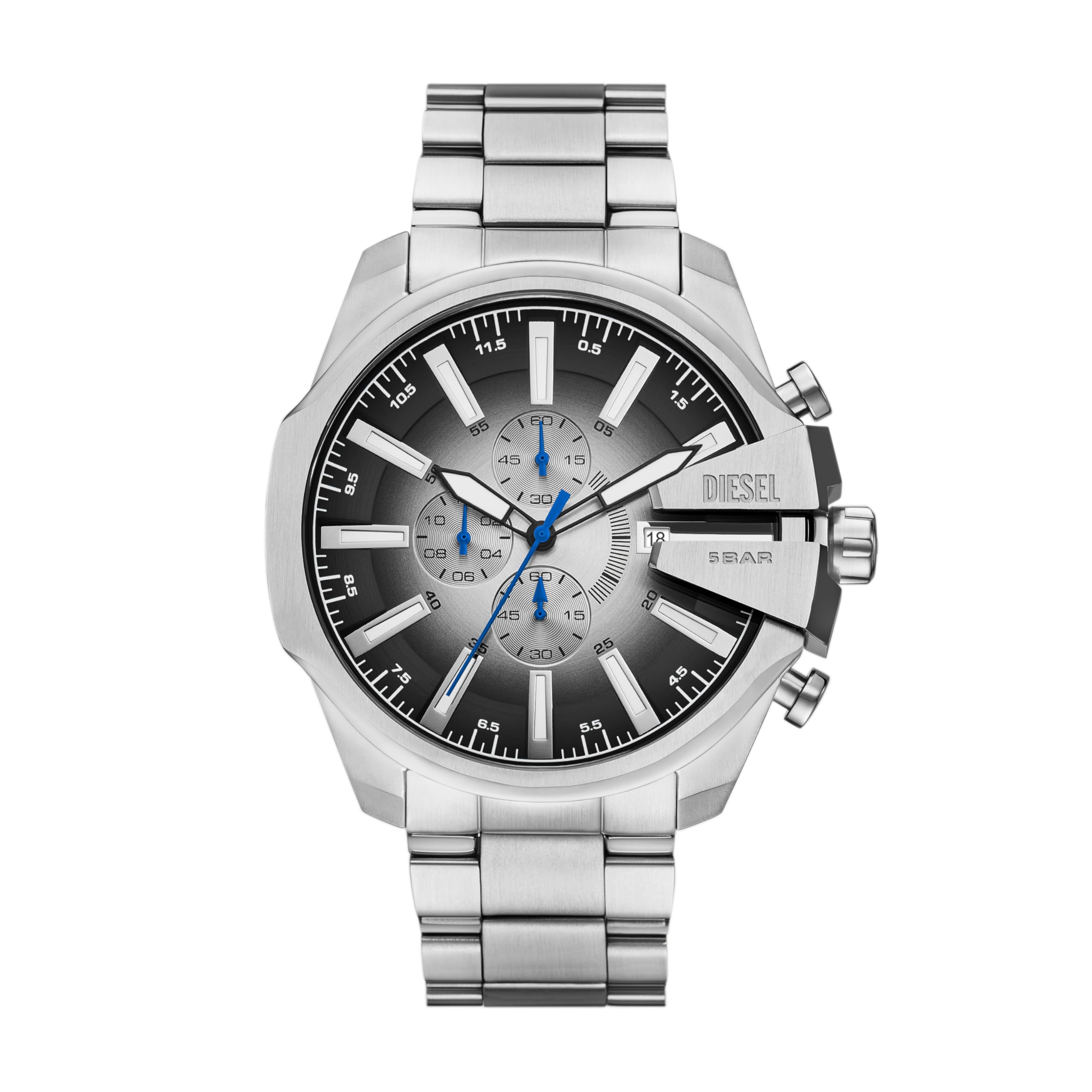 معرفی  Diesel Men's Mega Chief Slim Chronograph Stainless Steel Watch (مدل: DZ4686)، نقره ای