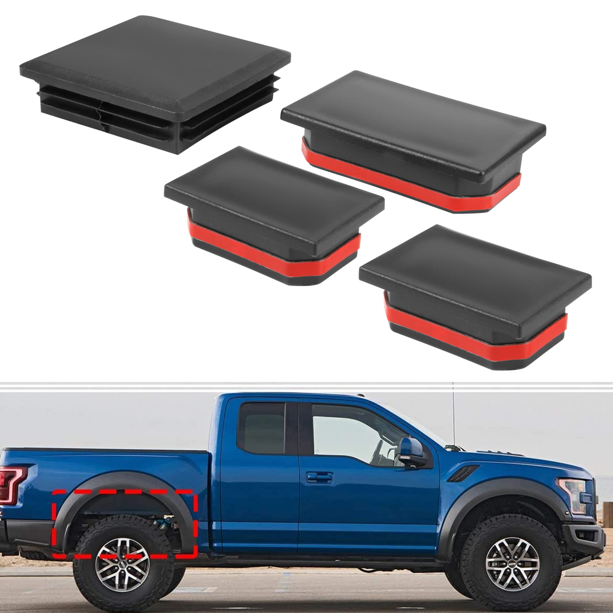 قطعه پلاگ فریم لوله BASIKER برای فورد F150 Raptor 2017-2019 - درپوش ضد گرد و خاک و لجن و آلودگی برای شیاره‌های لوله‌های عقب چپ و راست چرخ برای پلاگ‌های شیاره‌های چرخ عقب محافظ‌های پرده چرخ عقب