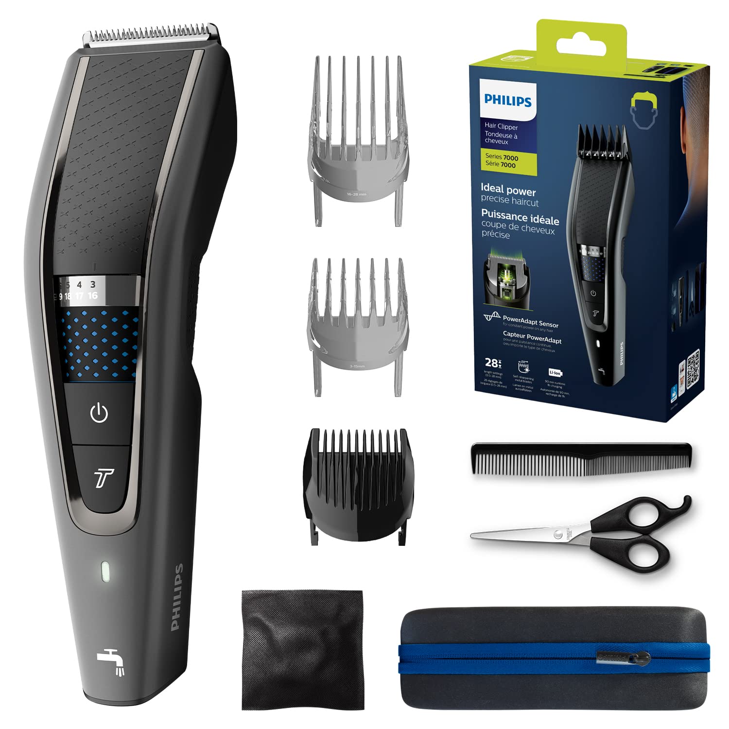 دستگاه کوتاه کننده مو فیلیپس سری ۷۰۰۰ با تکنولوژی Trim-n-Flow (مدل HC7650/15) با ۲۸ تنظیم طول مو منفرد