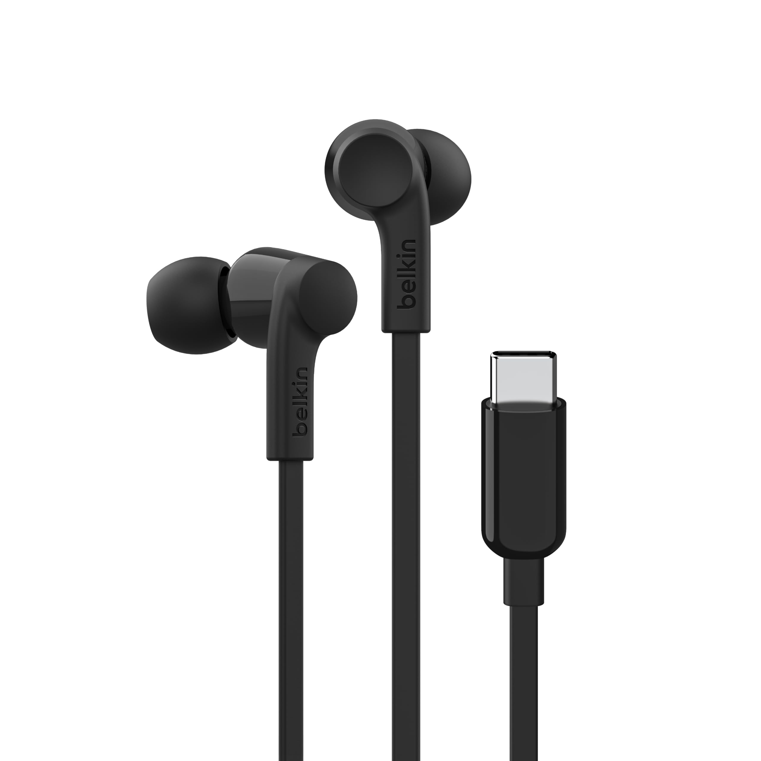 گوشی‌های ورودی Belkin SoundForm با درب USB-C و میکروفن، هدفون برای iPhone 15، iPad Mini، Galaxy، Android و دیگر دستگاه‌ها با درب USB-C (هدفون USB-C) - رنگ سیاه