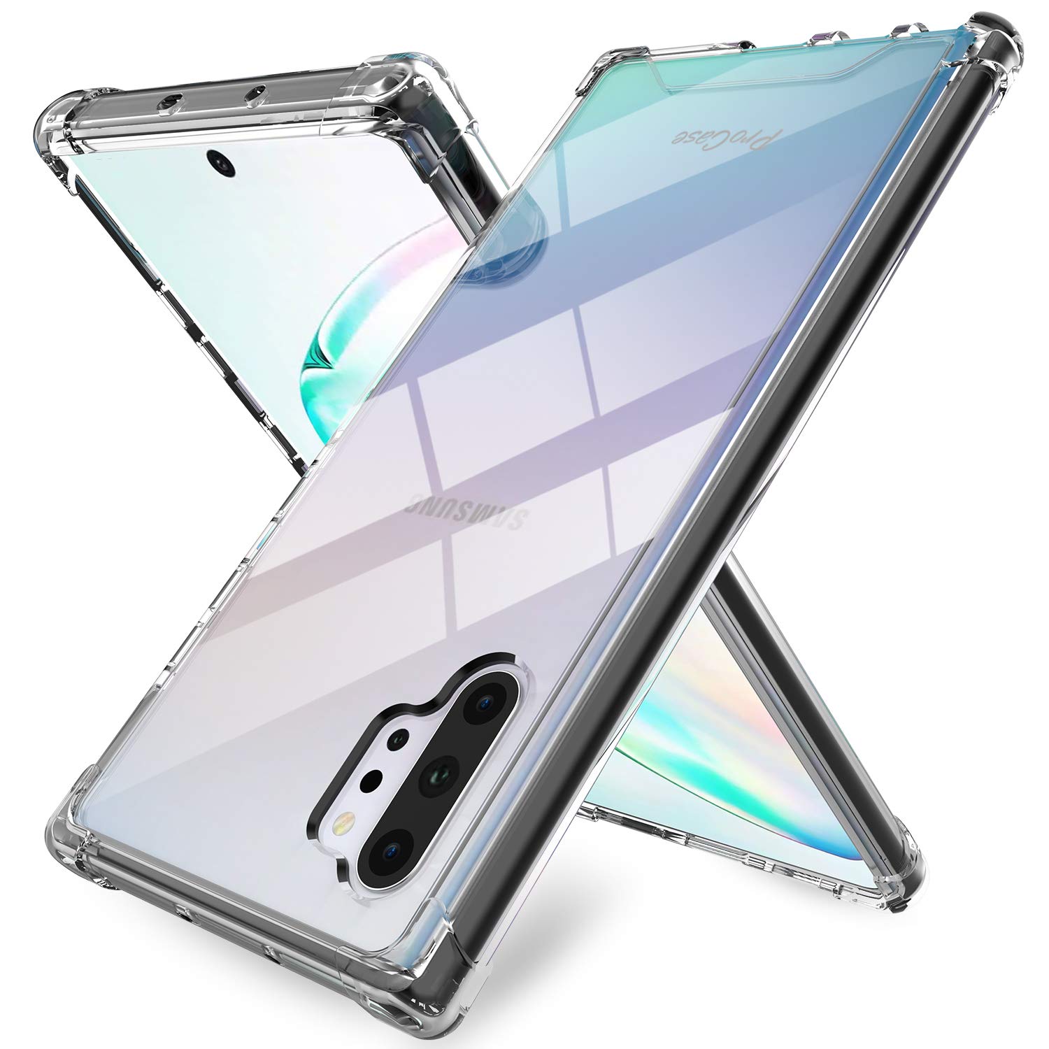 کاور ProCase برای گلکسی نوت 10 پلاس / گلکسی نوت 10+ 5G شفاف، نازک و شفاف ضد زرد شیک و ضد شوک برای گلکسی نوت 10+ / 10 پلاس / 5G 2019 - مشکی