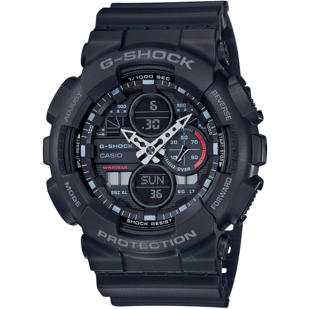 CASIO ساعت کوارتز آنالوگ - دیجیتال مردانه با بند رزینی مشکی