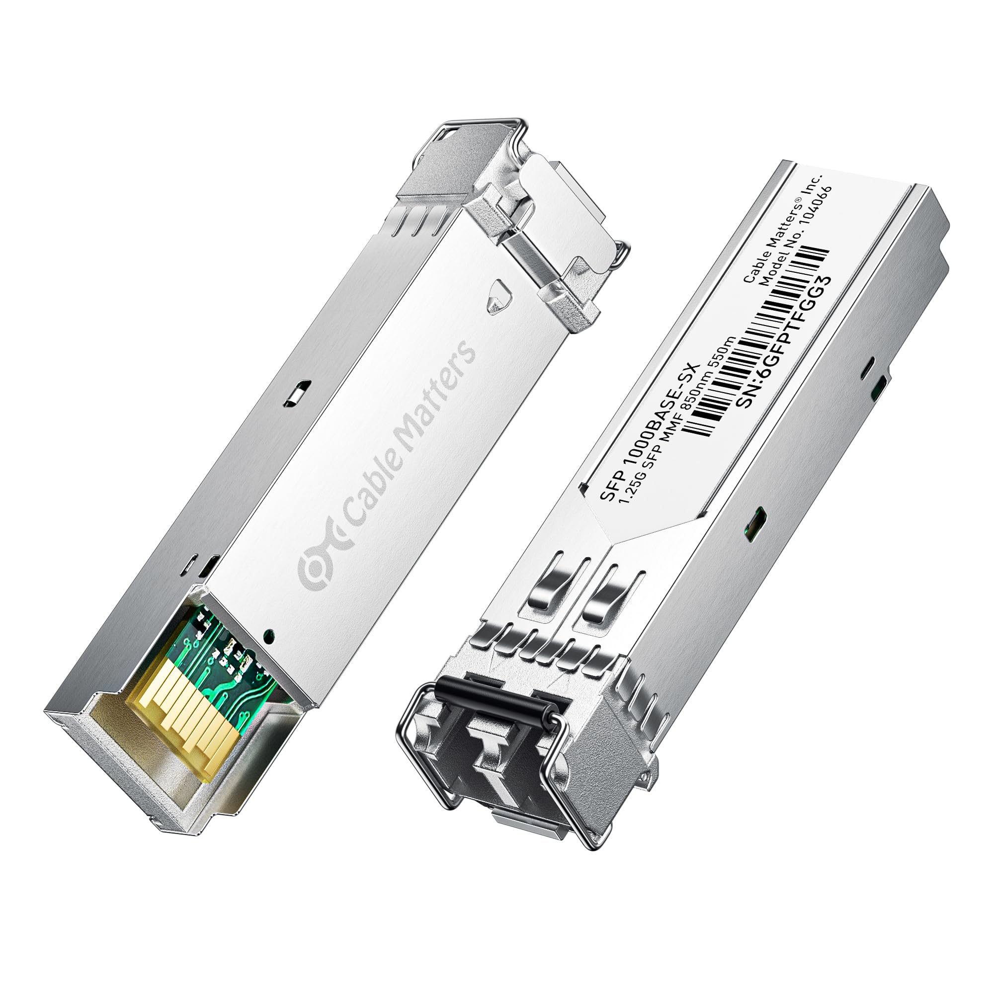 بسته دو عددی تبدیل‌کننده فیبر نوری 1000BASE-SX SFP به LC به شکل چندمنظوره برای Cisco، Ubiquiti، TP-Link، Huawei، Mikrotik، Netgear و تجهیزات Supermicro شرکت Cable Matters