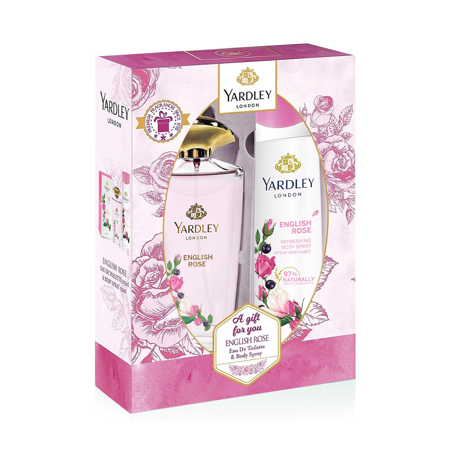 مجموعه هدیه عطر یاردلی لندن انگلیسی رز برای زنان، او دو توالت ۱۲۵ میلی لیتر + اسپری بدن ۱۵۰ میلی لیتر